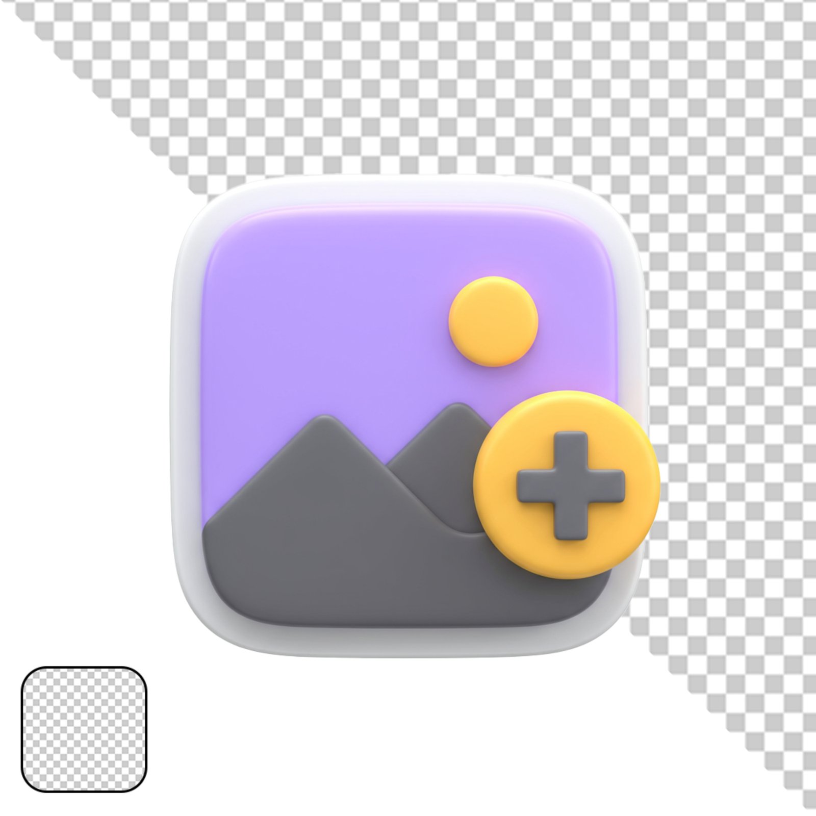 3D Add Photo Gallery Icon With Plus Sign Transparent PNG