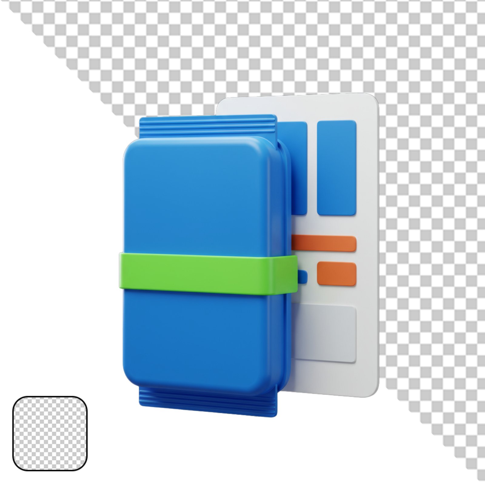 3D Blue Folder And Document Icon With Transparent Background