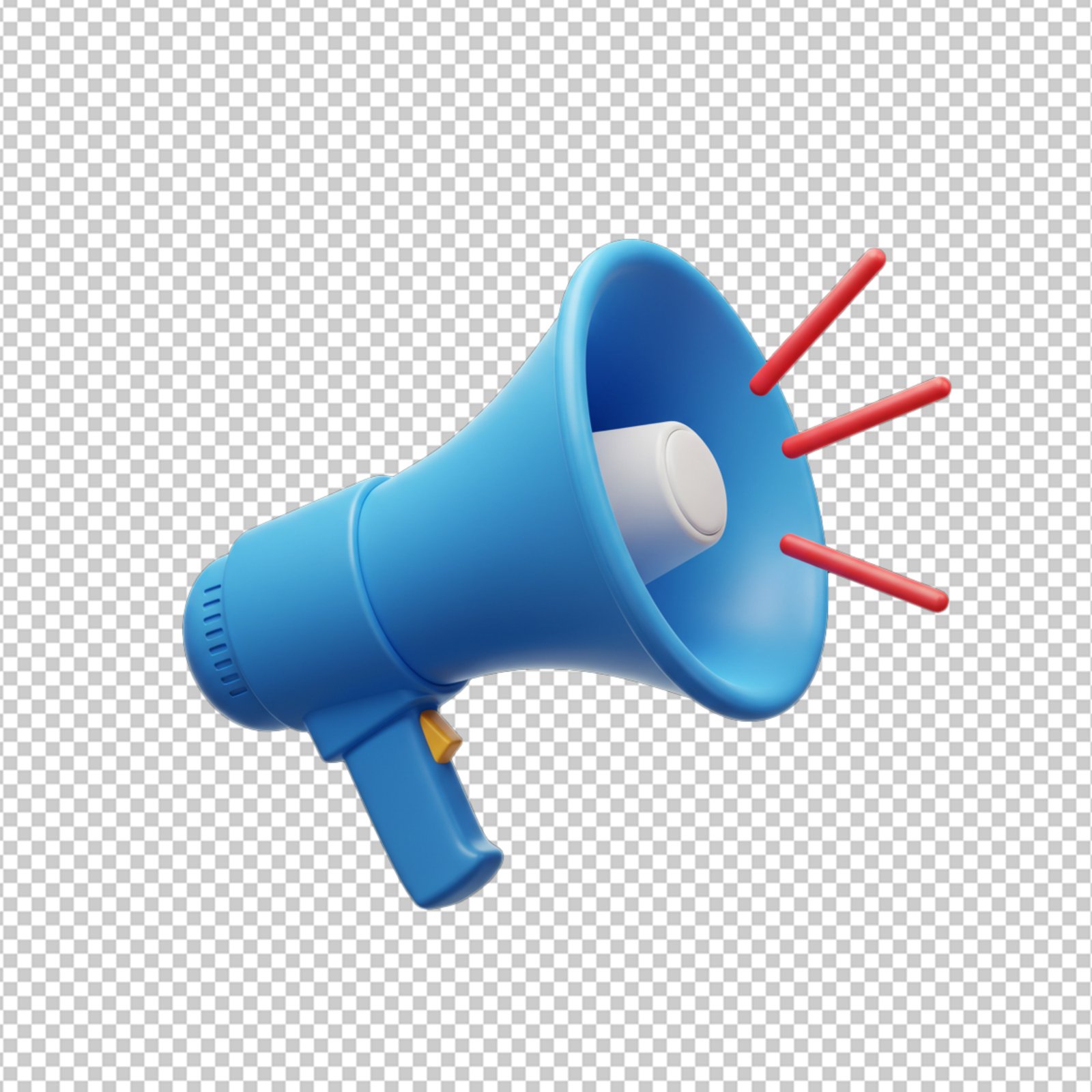 3D Blue Megaphone For Announcements And Marketing