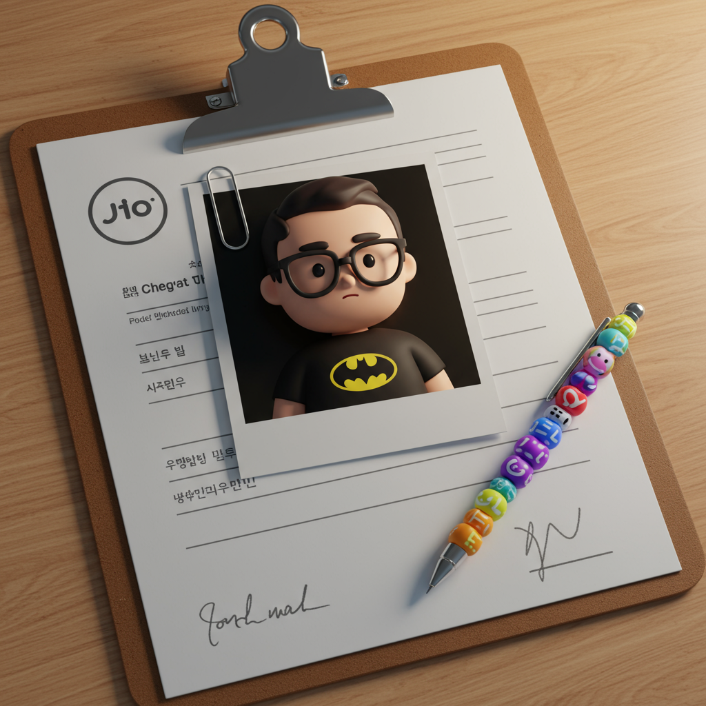 3D Cartoon Character ID Photo On Document With Colorful Pen