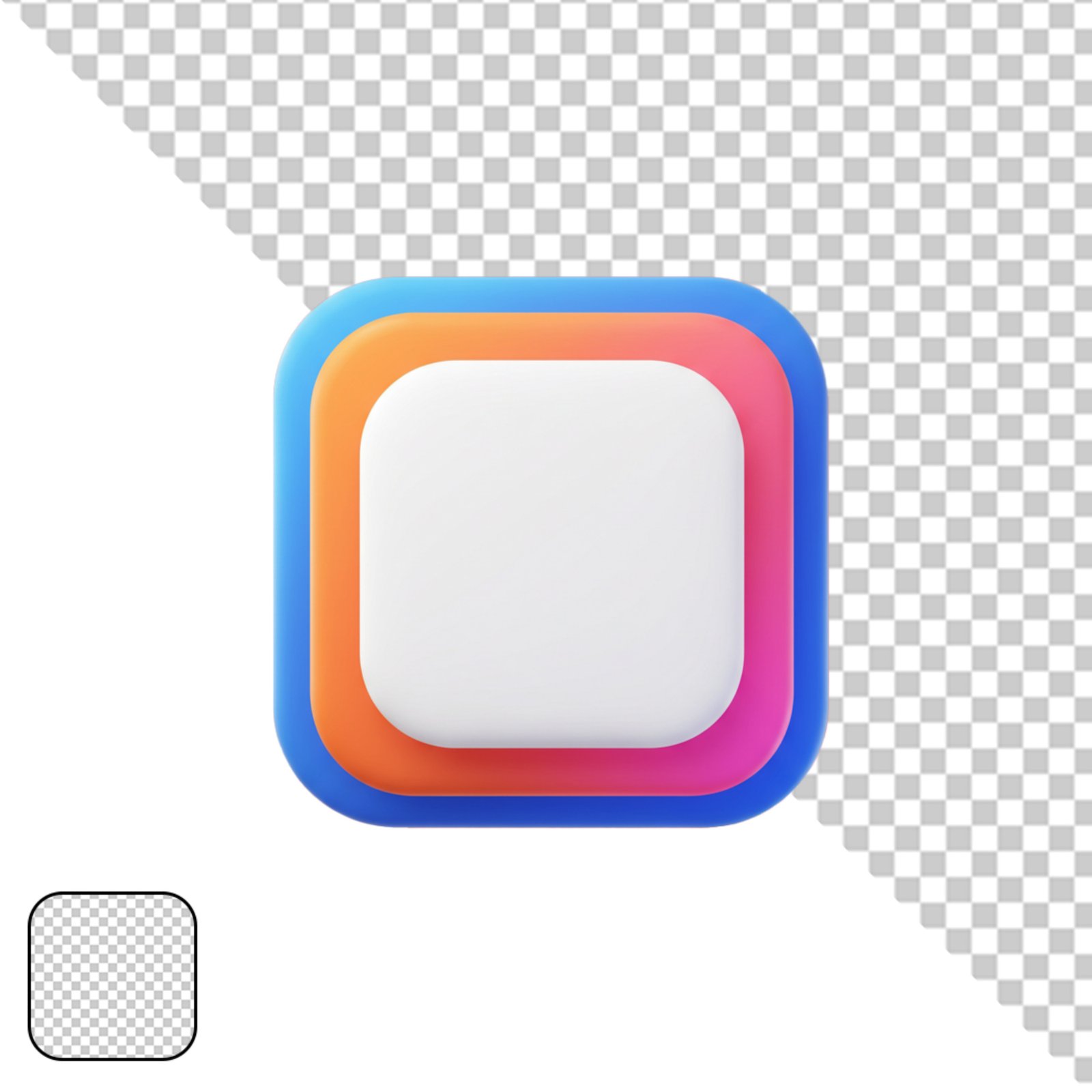 3D Layered Rounded Square Frame With Gradient Colors Transparent PNG
