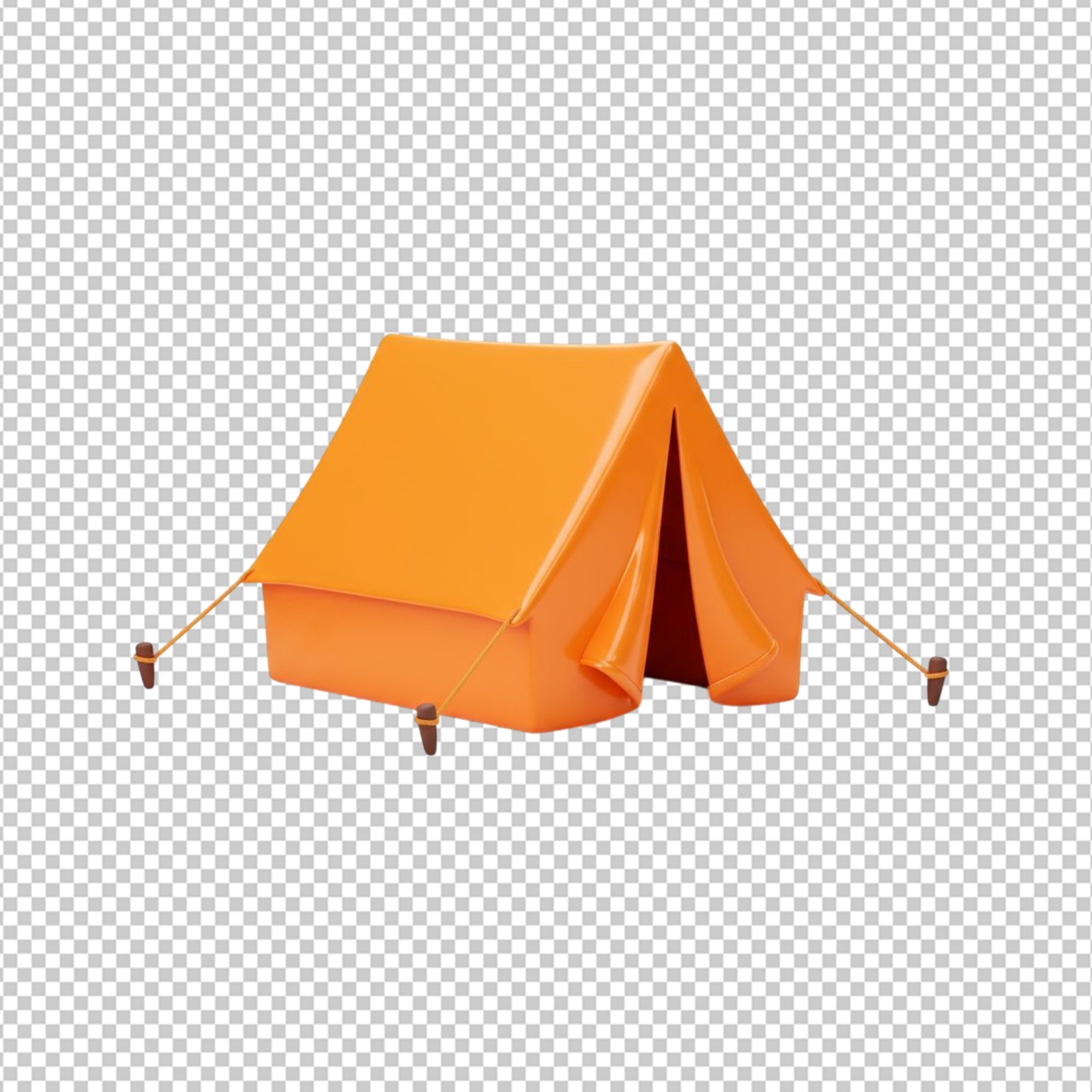 3D Orange Camping Tent Isolated PNG With Transparent Background