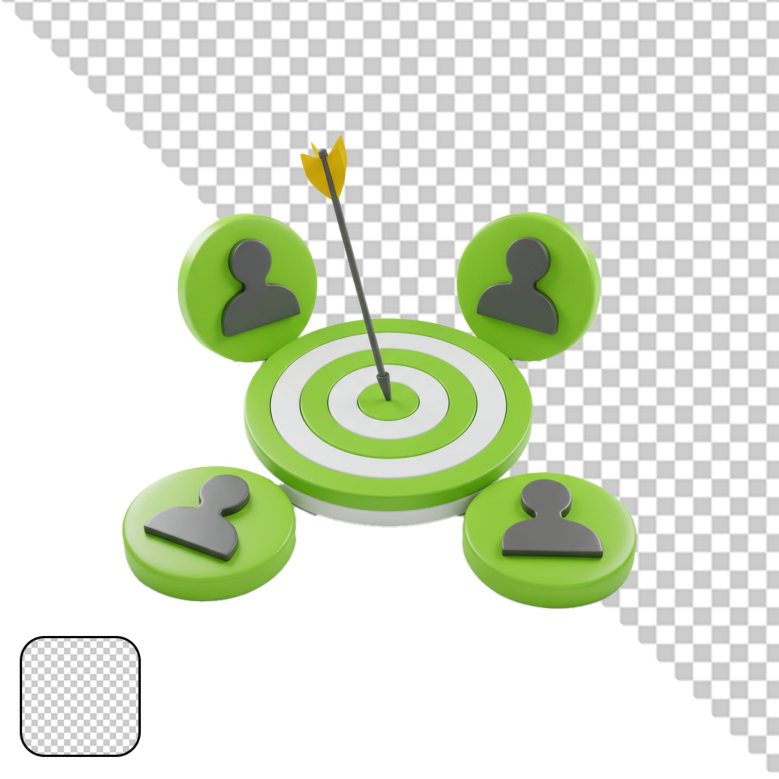 3D Target Audience Marketing Concept With Arrow And People Icons PNG