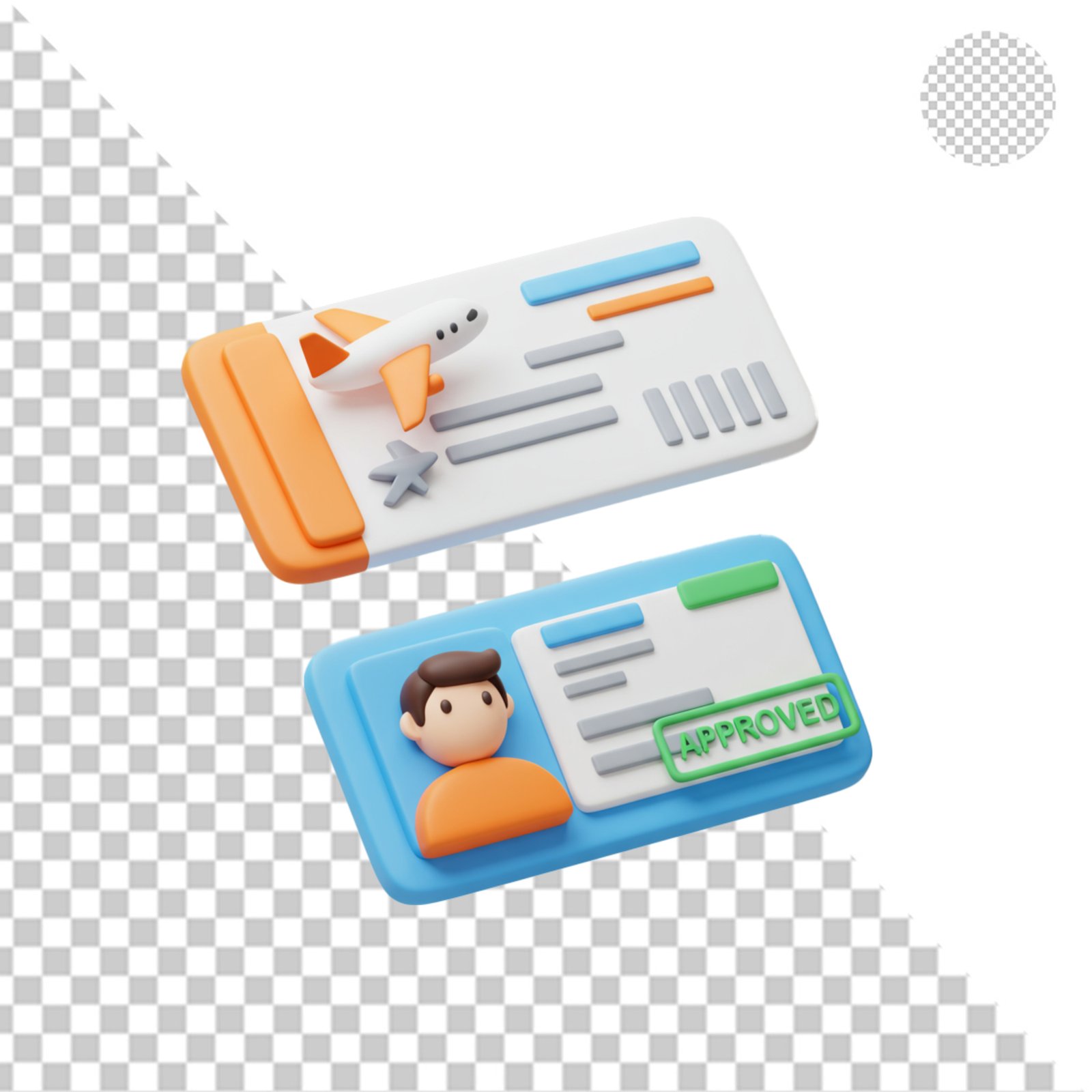3D Travel Boarding Pass And Approved ID Card Isolated PNG