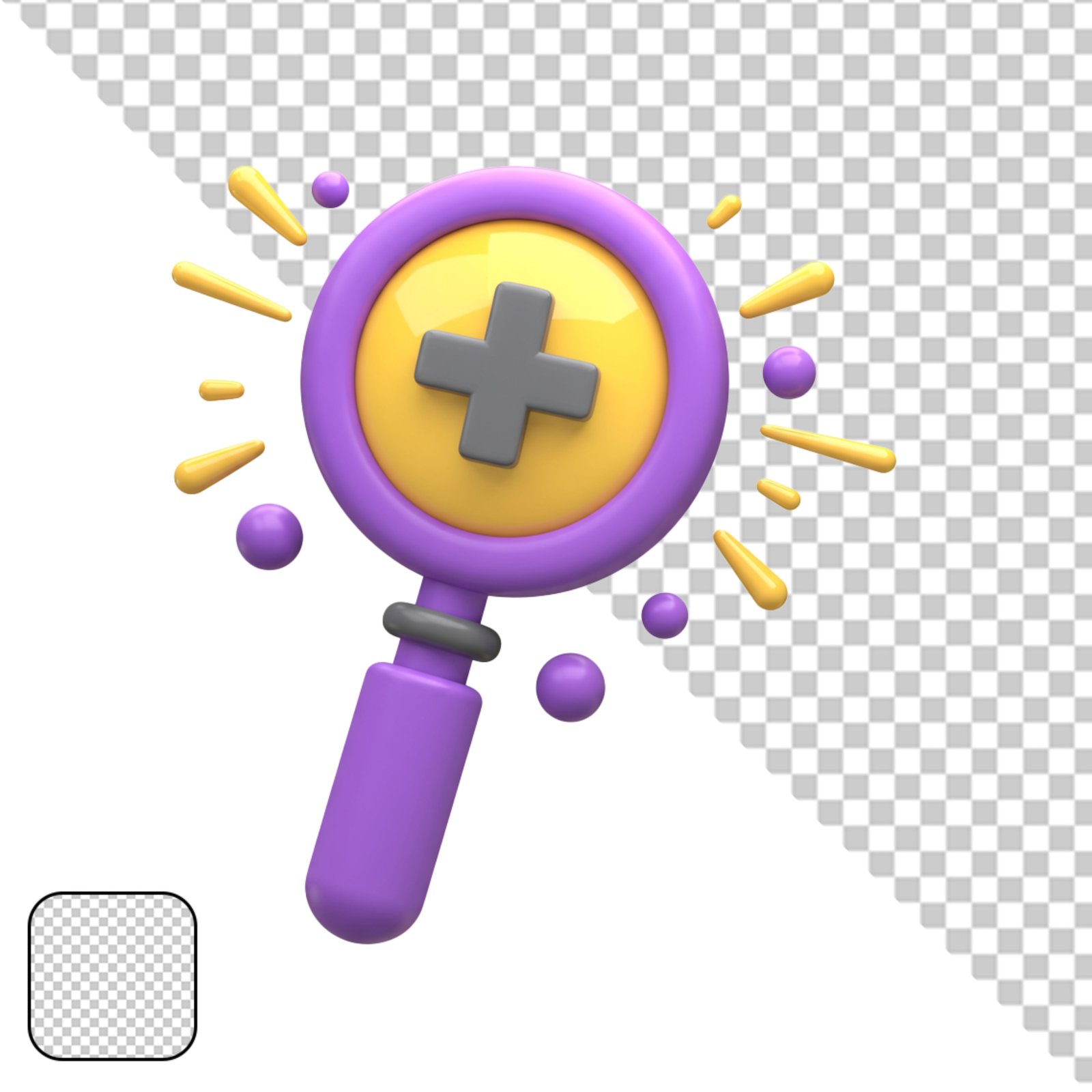 3D Zoom In Magnifying Glass Icon With Plus Sign Transparent PNG