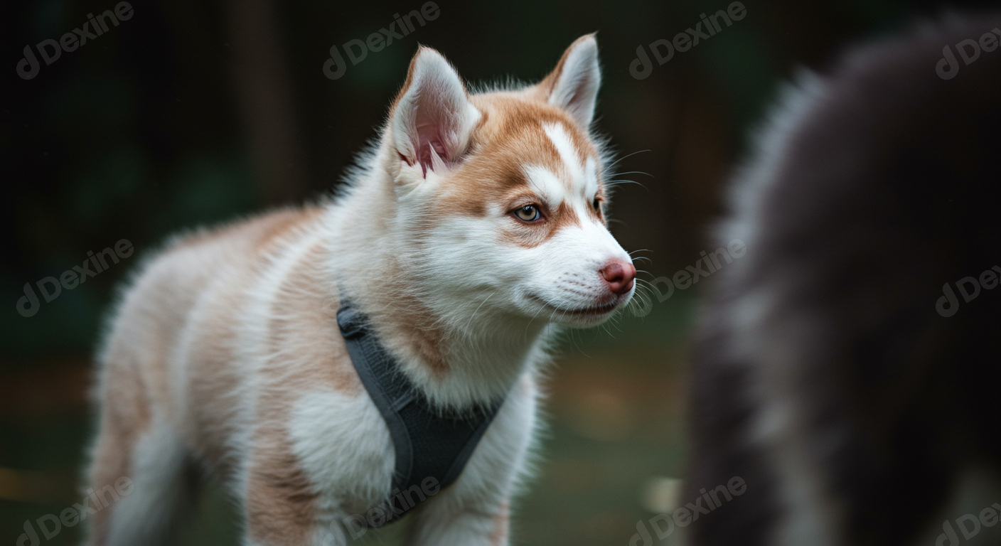 Adorable Siberian Husky Puppy Portrait Outdoors Cute And Playful