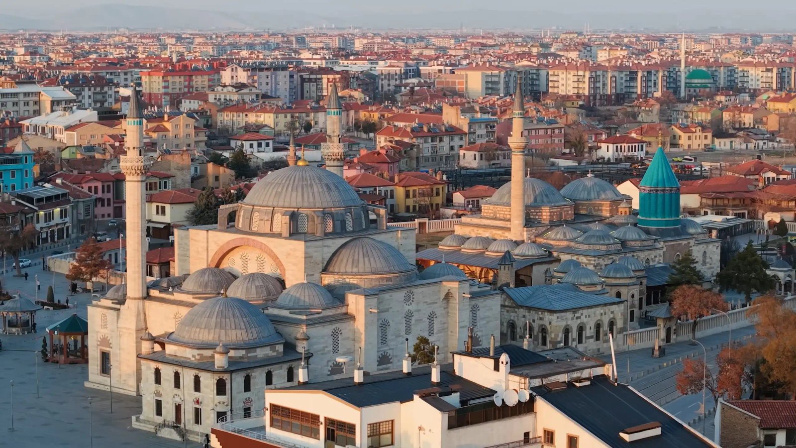 Aerial View Of Konya Cityscape And Mevlana Museum