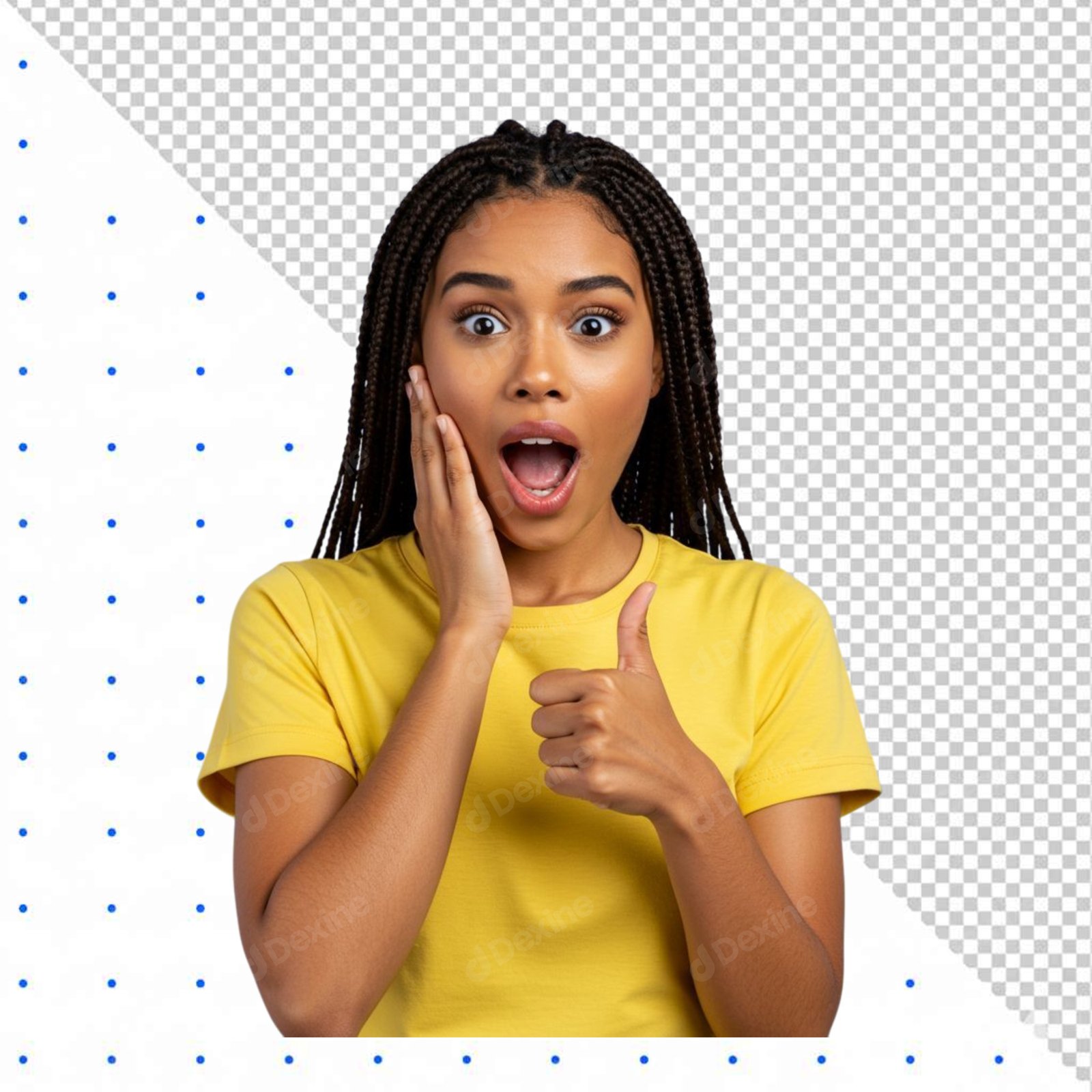 Amazed Young Woman Giving Thumbs Up Expression Transparent PNG