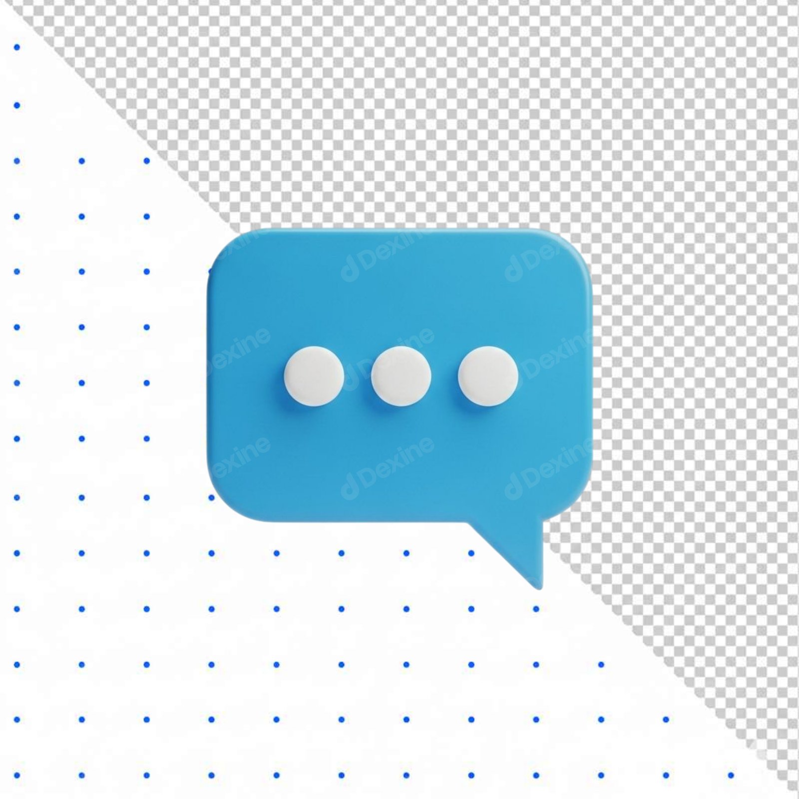 Blue 3D Chat Typing Ellipsis Icon With Transparent Background