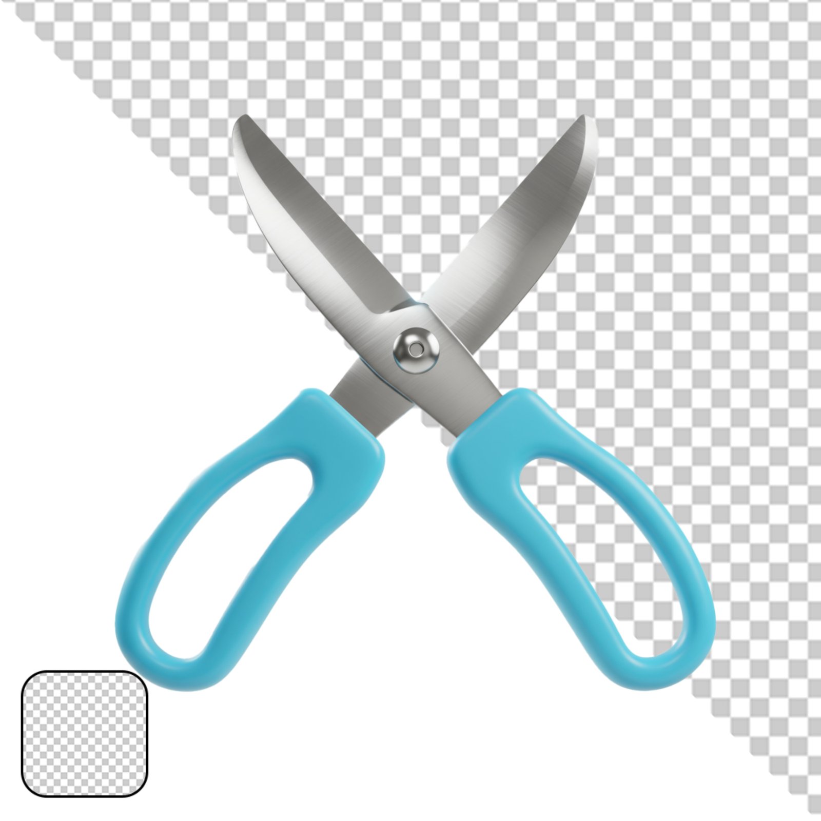 Blue Handle Scissors Isolated Transparent PNG Cutout Object
