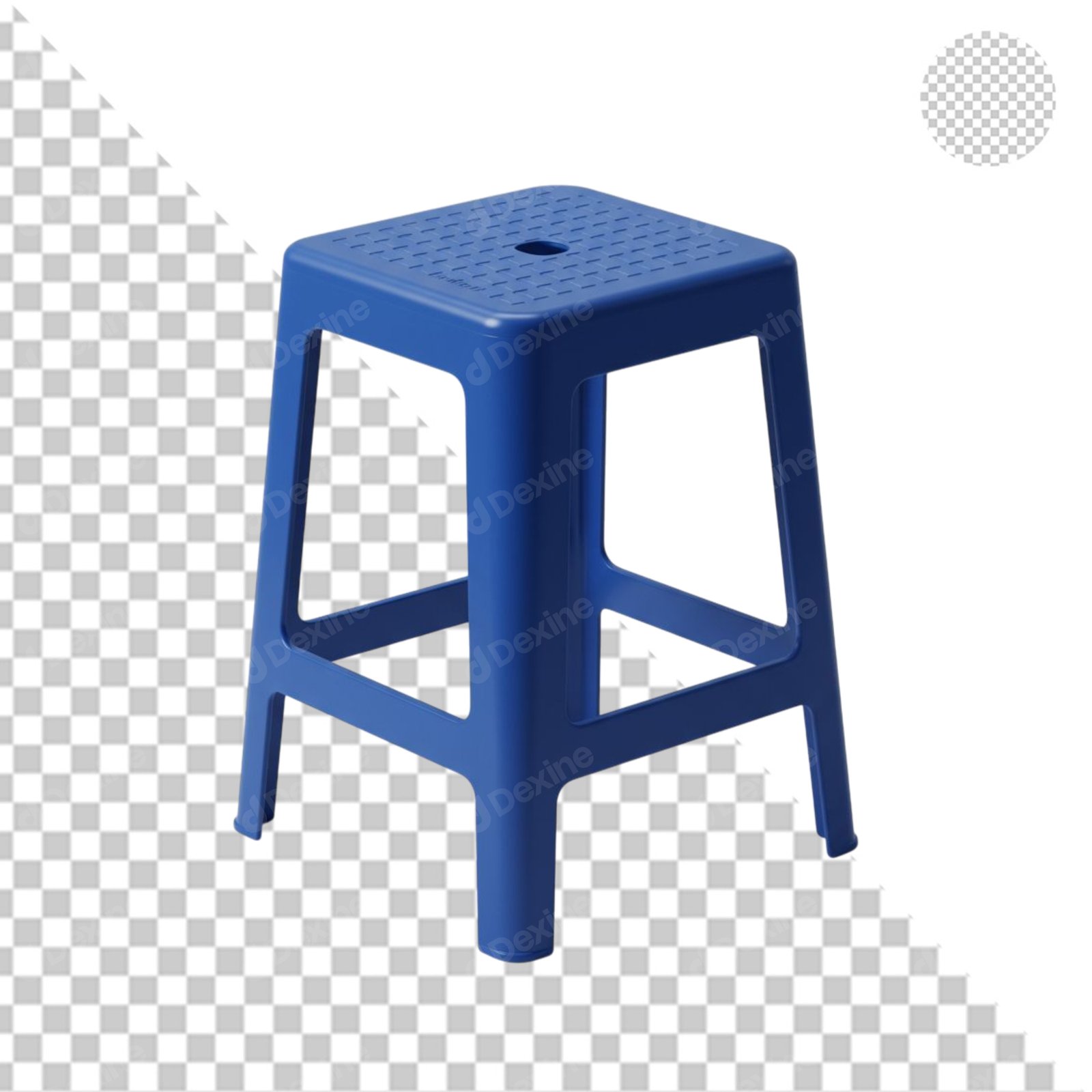 Blue Plastic Bar Stool Isolated With Transparent Background For Design