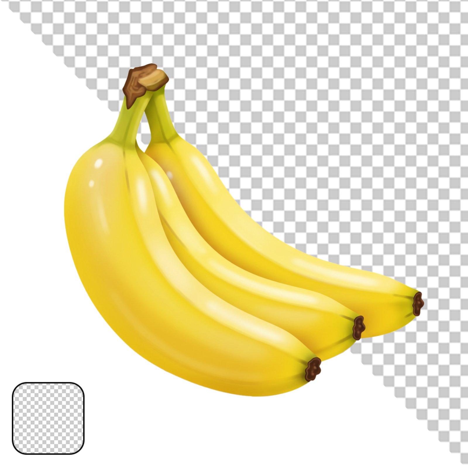 Bunch Of Yellow Bananas Isolated On Transparent Background