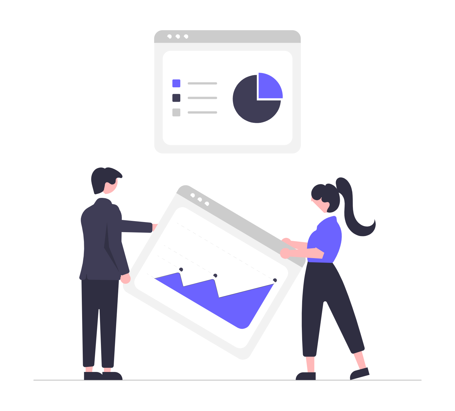 Business Team Analyzing Data And Growth Flat Illustration