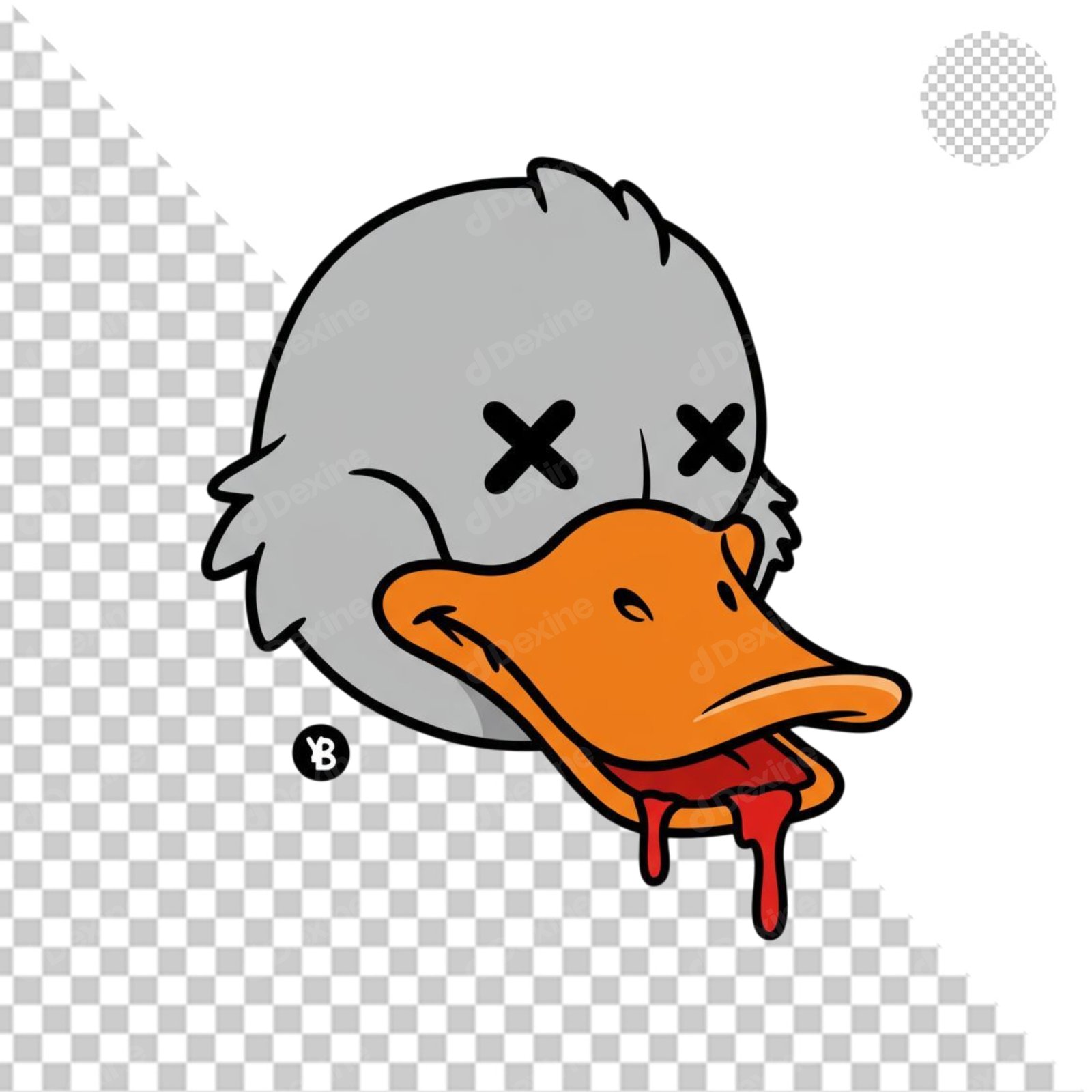 Cartoon Dead Duck Head With X Eyes And Blood Transparent PNG Cutout