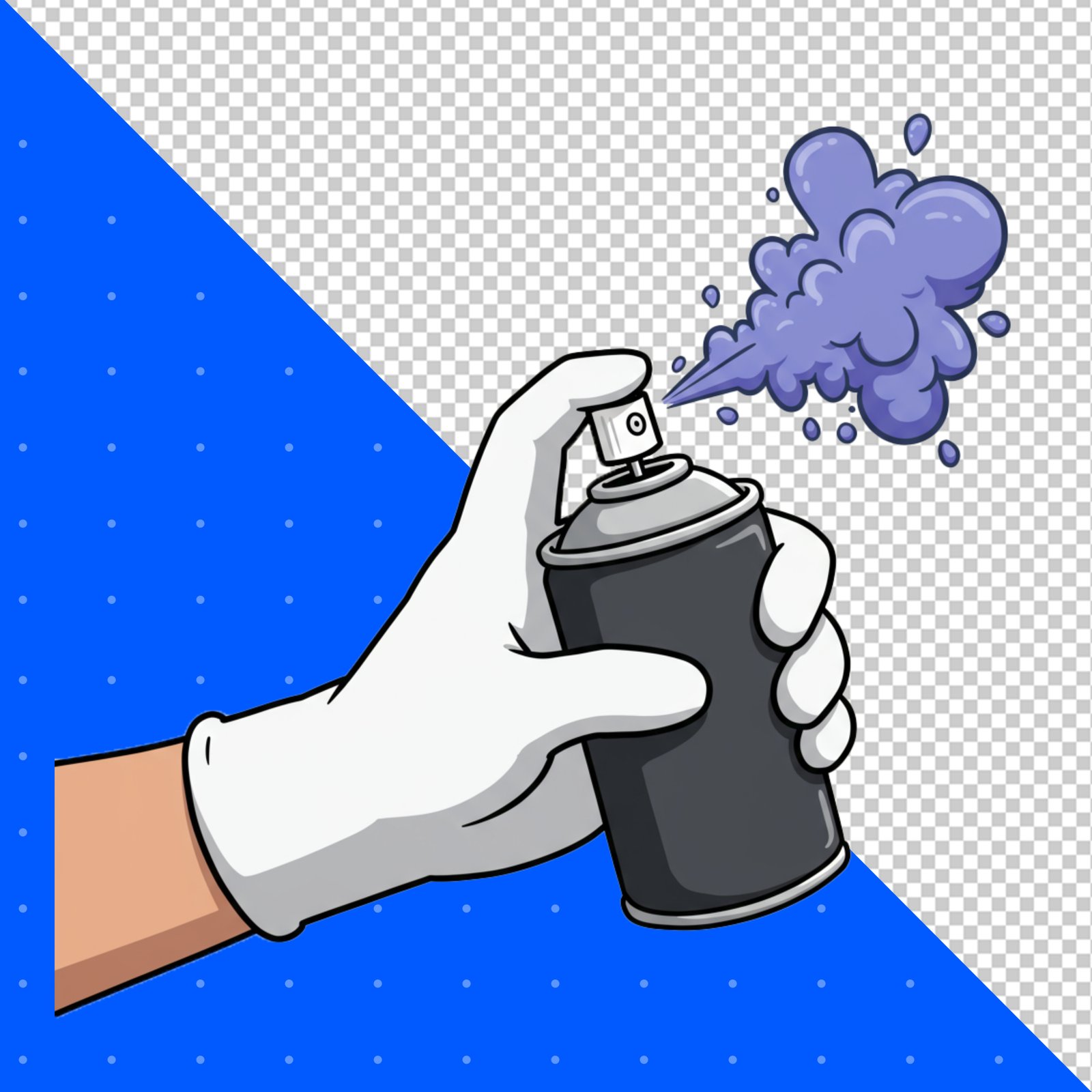 Cartoon Hand Spraying Purple Paint From Aerosol Can Transparent PNG