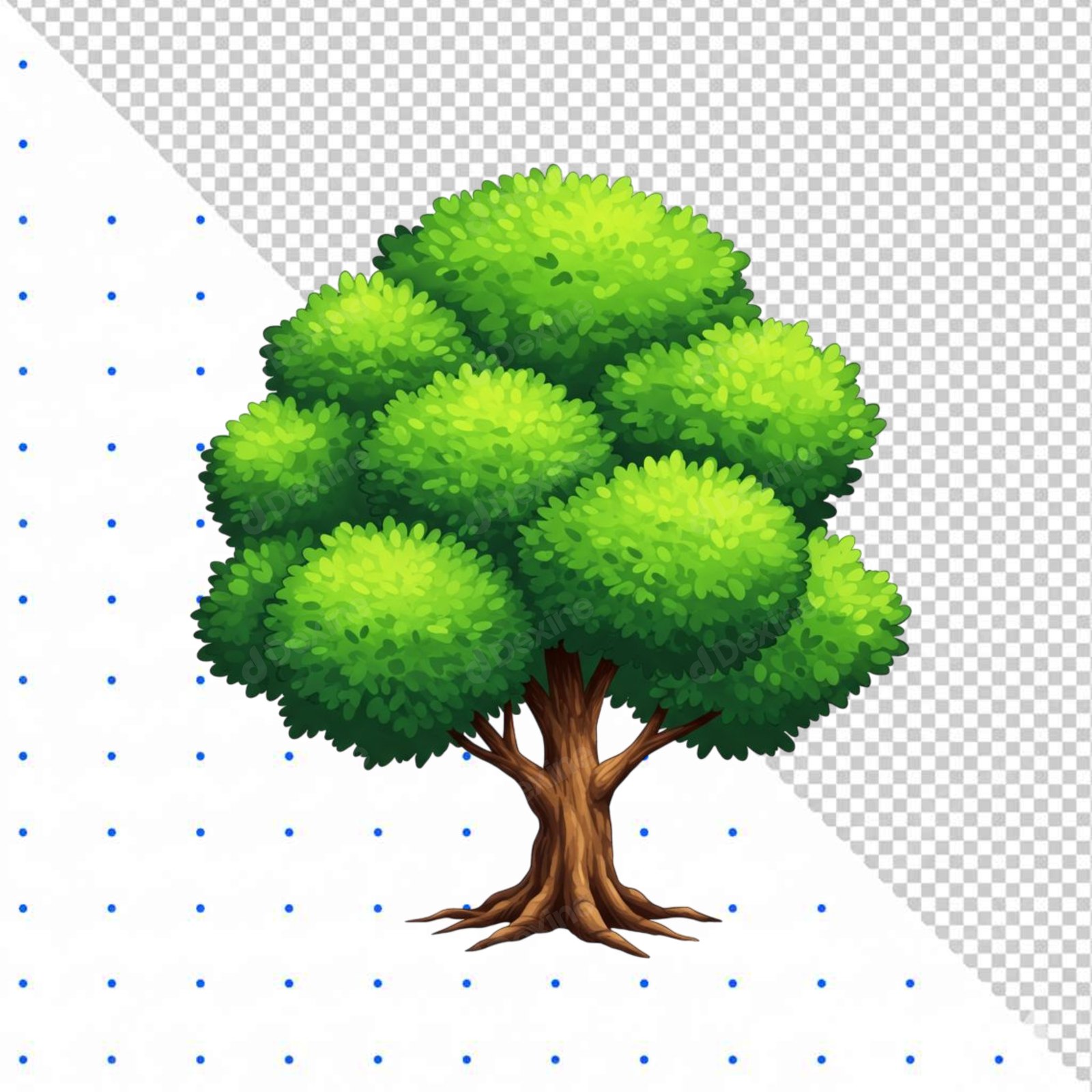 Cartoon Tree With Transparent Background For Games And Nature Design