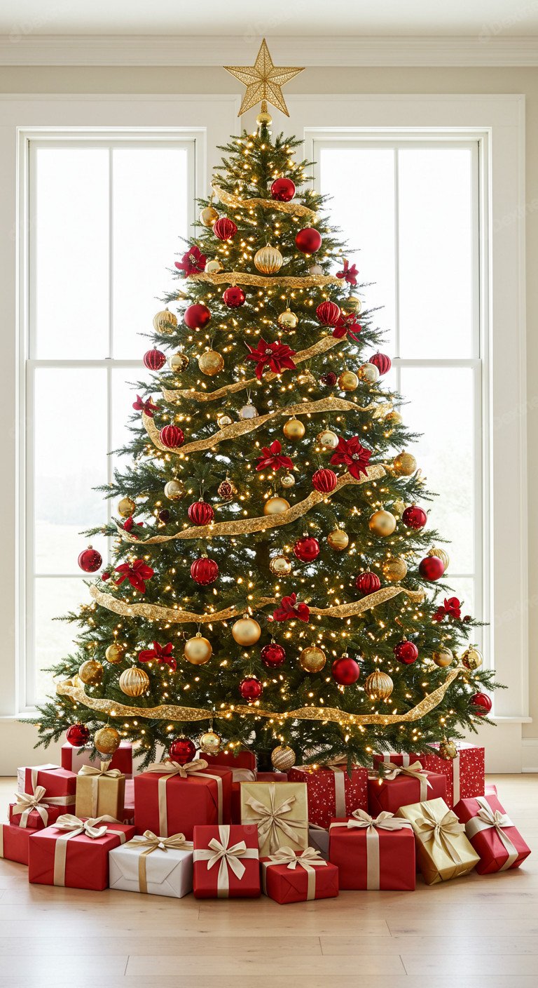 Christmas Tree With Gifts Radiating Festive Season Vibe