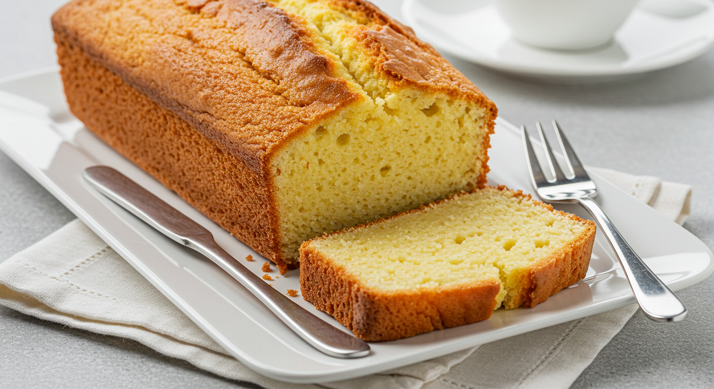 Classic Homemade Pound Cake Loaf With A Freshly Cut Slice