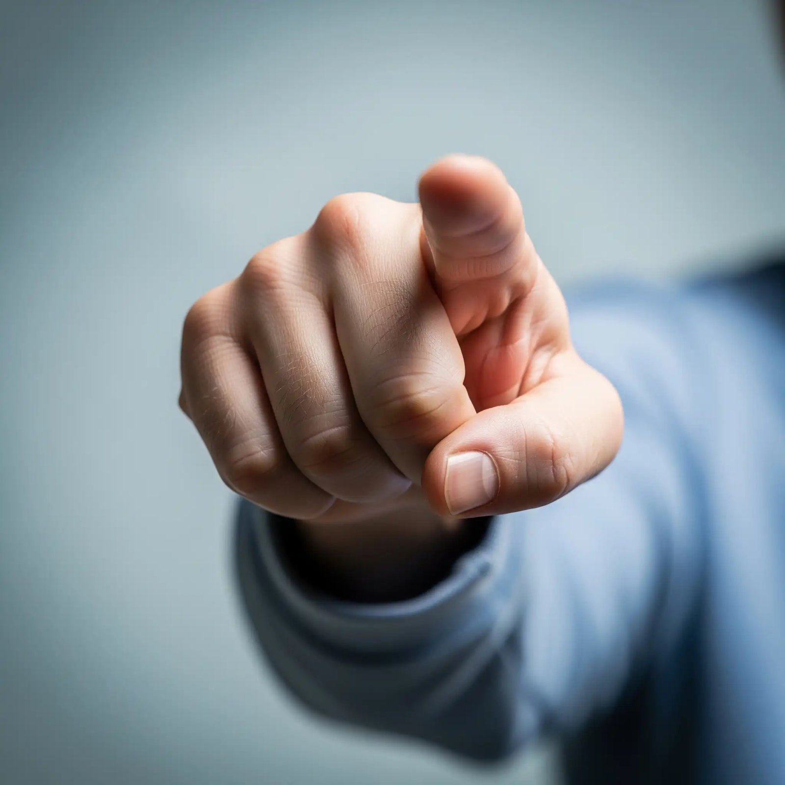 Close Up Of Hand Pointing Forward Directing Or Selecting