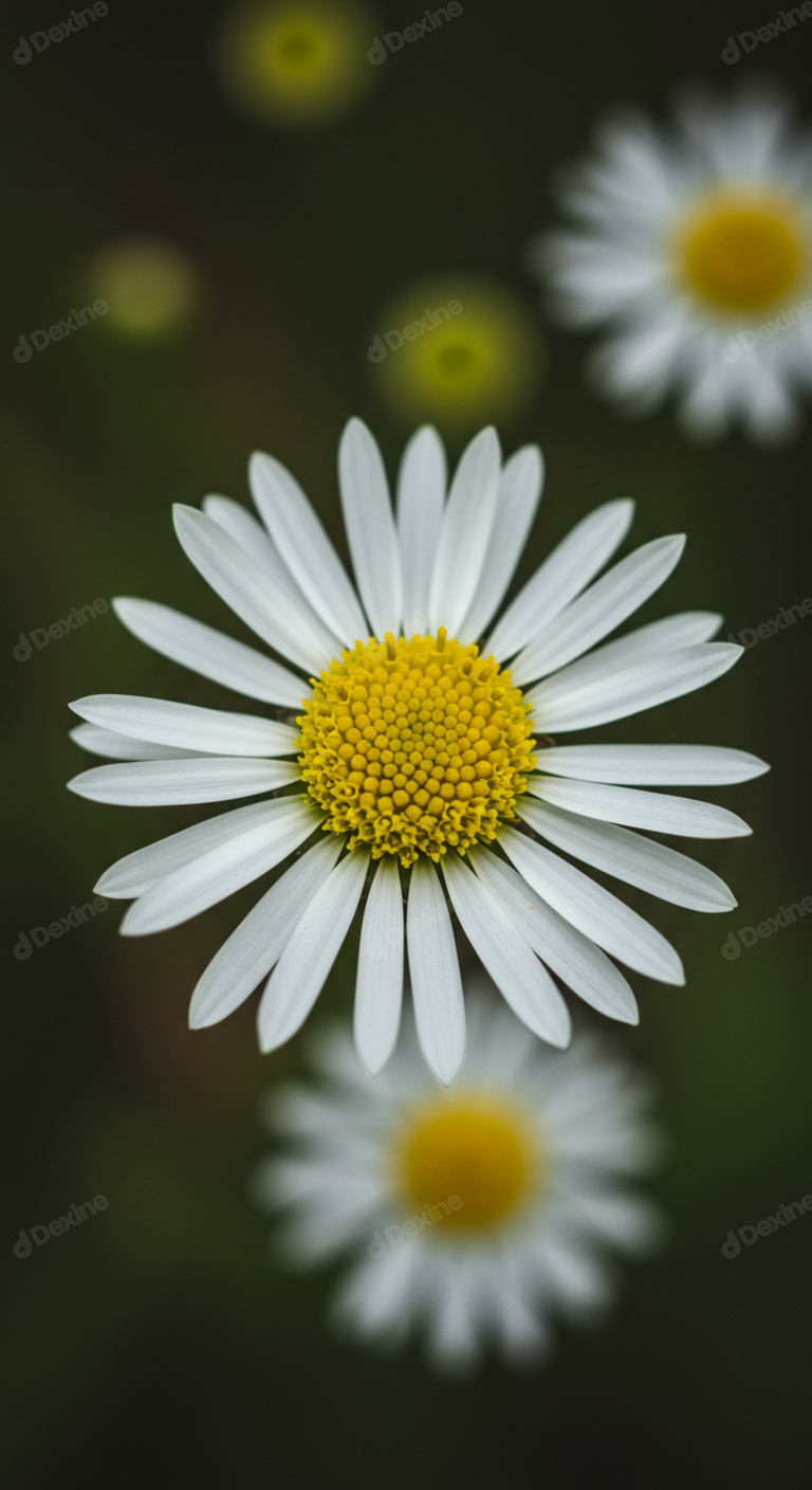 Close Up Of A Vibrant White Daisy With Soft Focus Background
