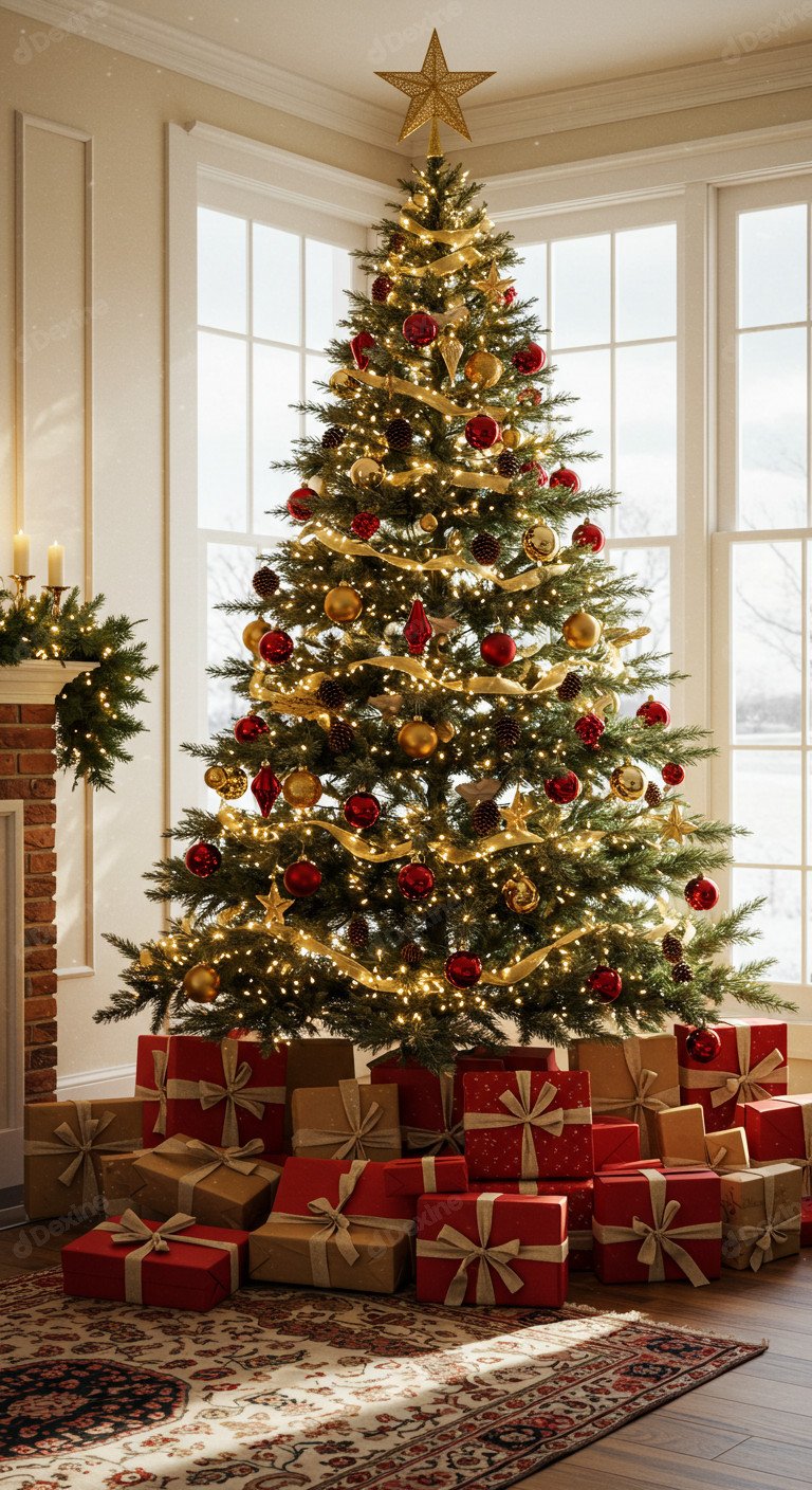 Cozy Christmas Tree And Gifts Capturing The Festive Season Vibe
