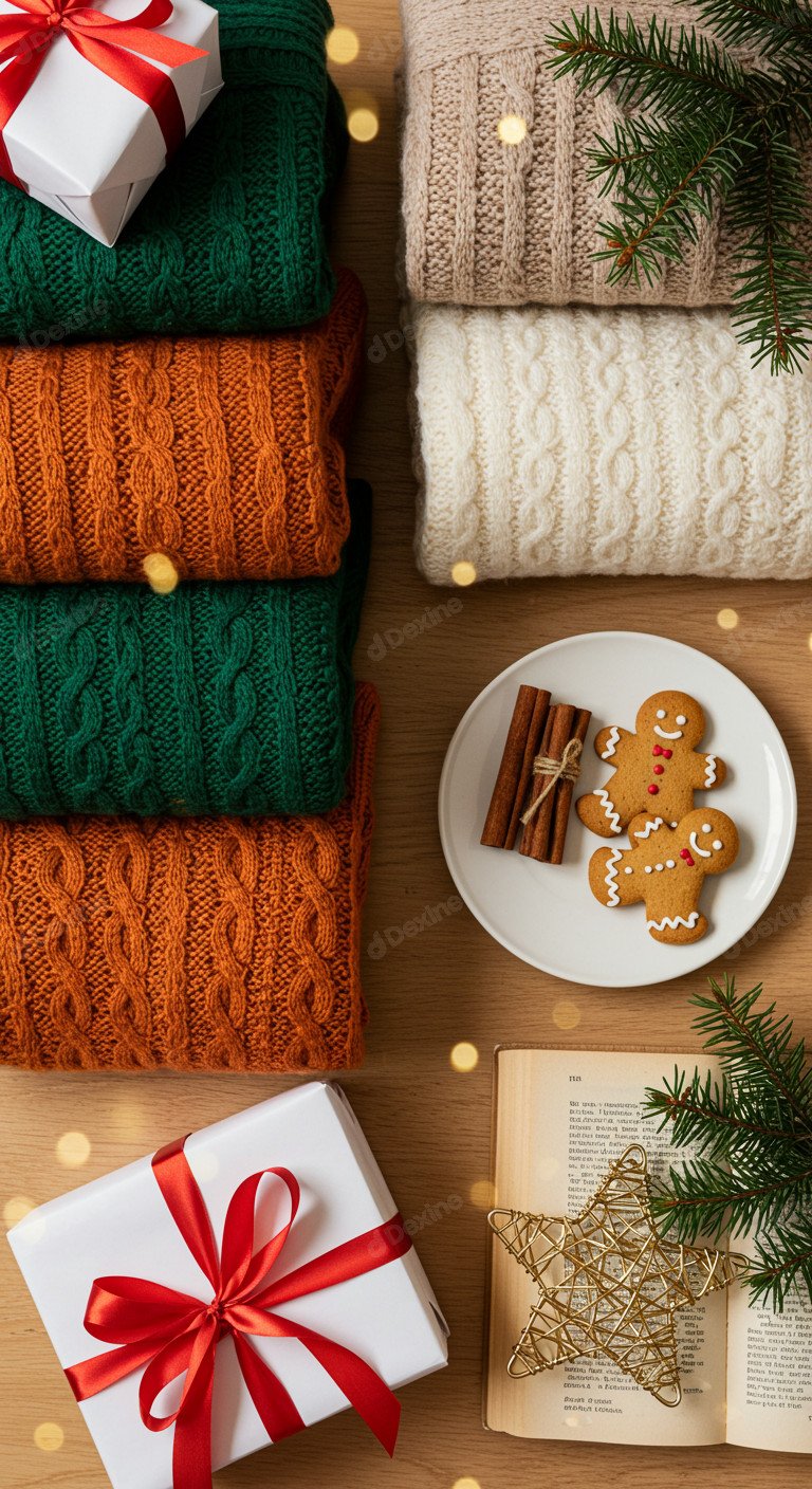 Cozy Festive Season Vibe Sweaters Gifts And Gingerbread Cookies