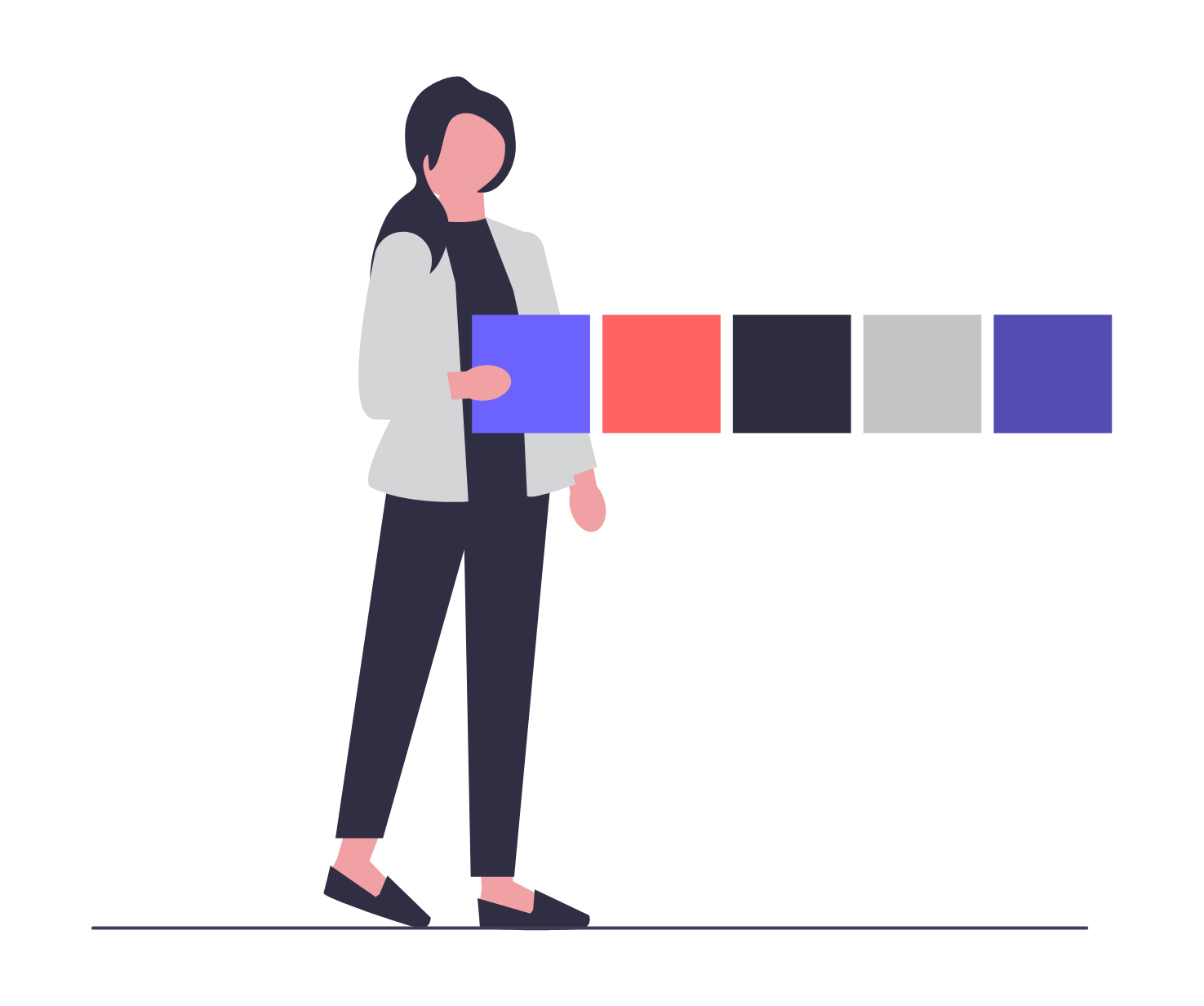 Creative Woman Holding Color Palette Flat Minimalist Illustration