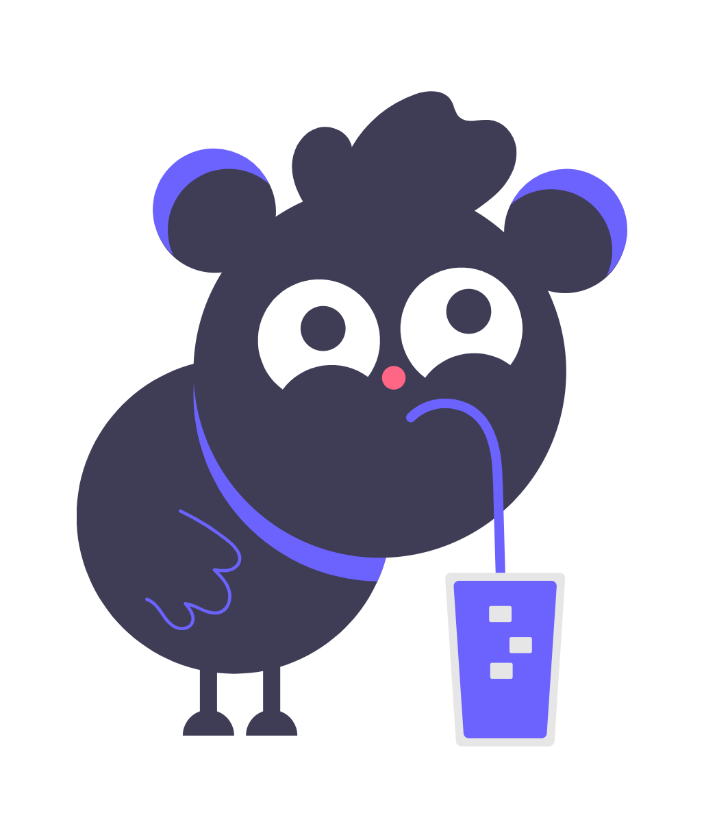 Cute Flat Minimalist Character Drinking Beverage Illustration