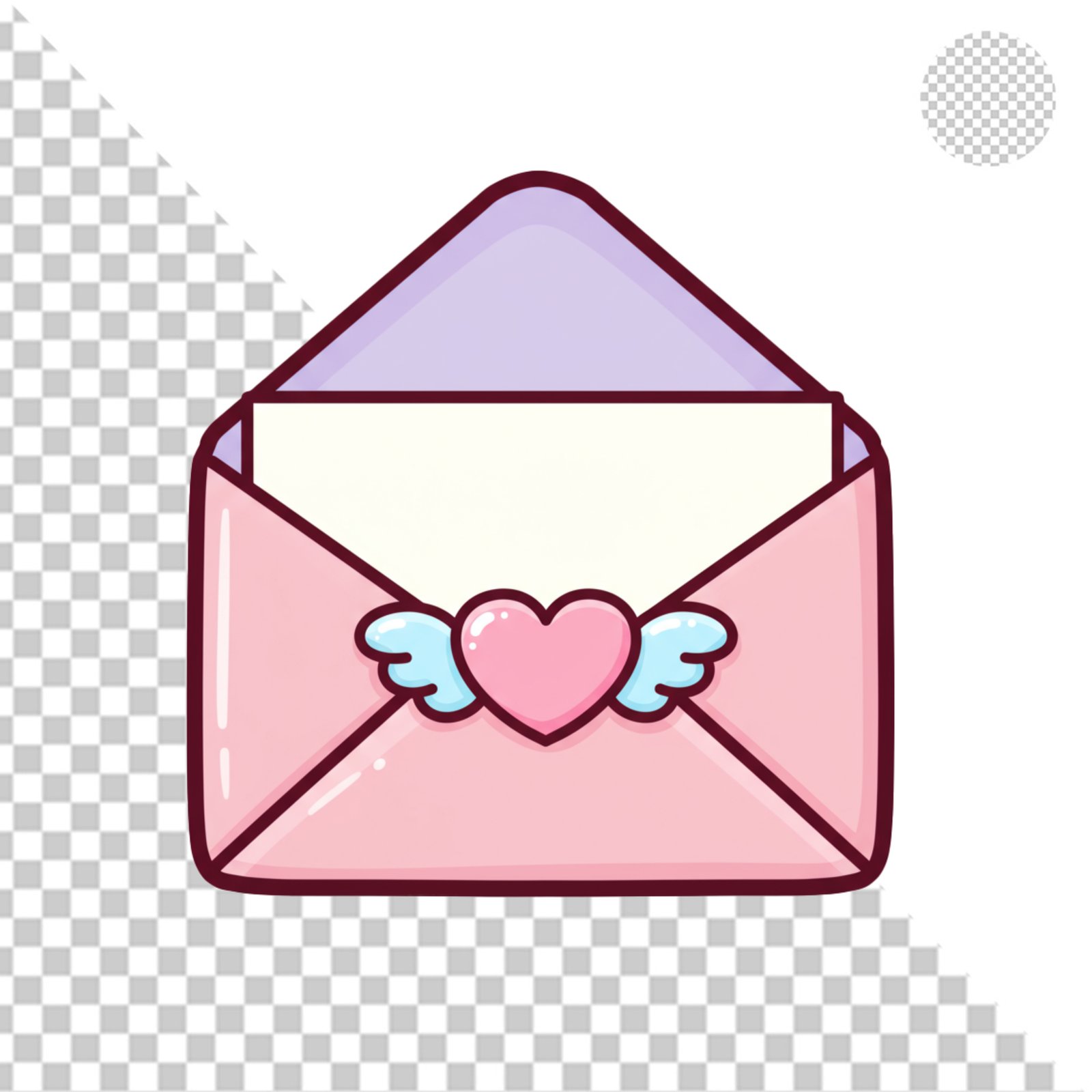 Cute Love Letter Envelope With Winged Heart Transparent PNG