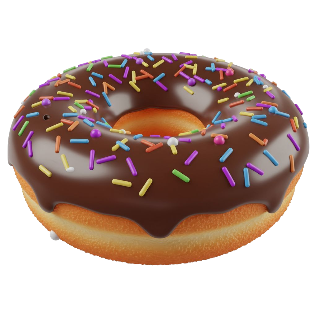 Delicious Chocolate Frosted Donut With Colorful Sprinkles PNG