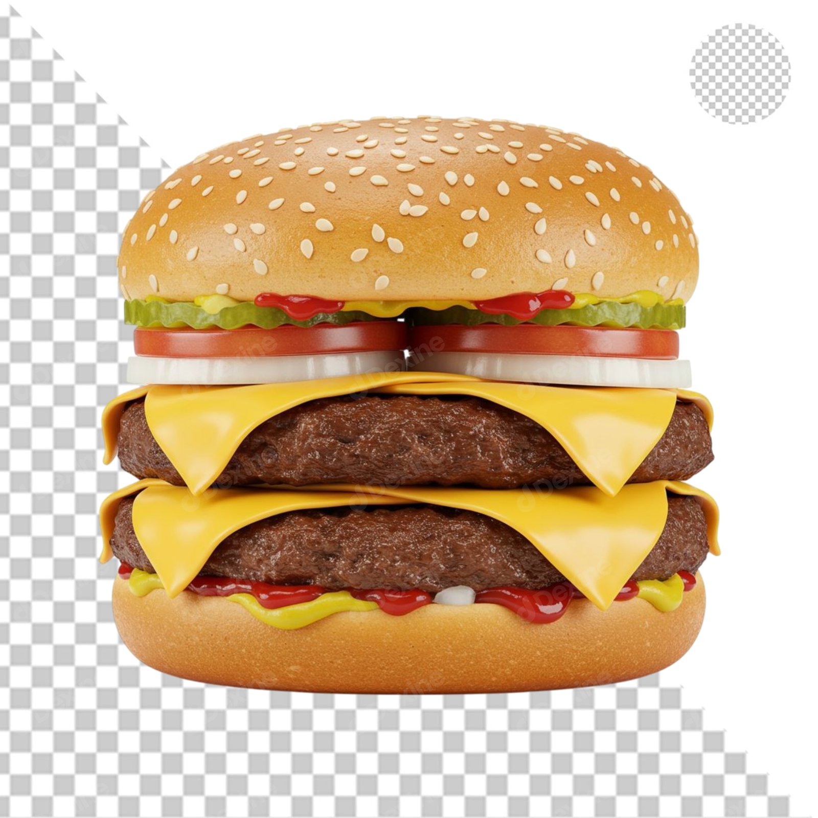 Delicious Double Cheeseburger With Transparent Background For Food Design