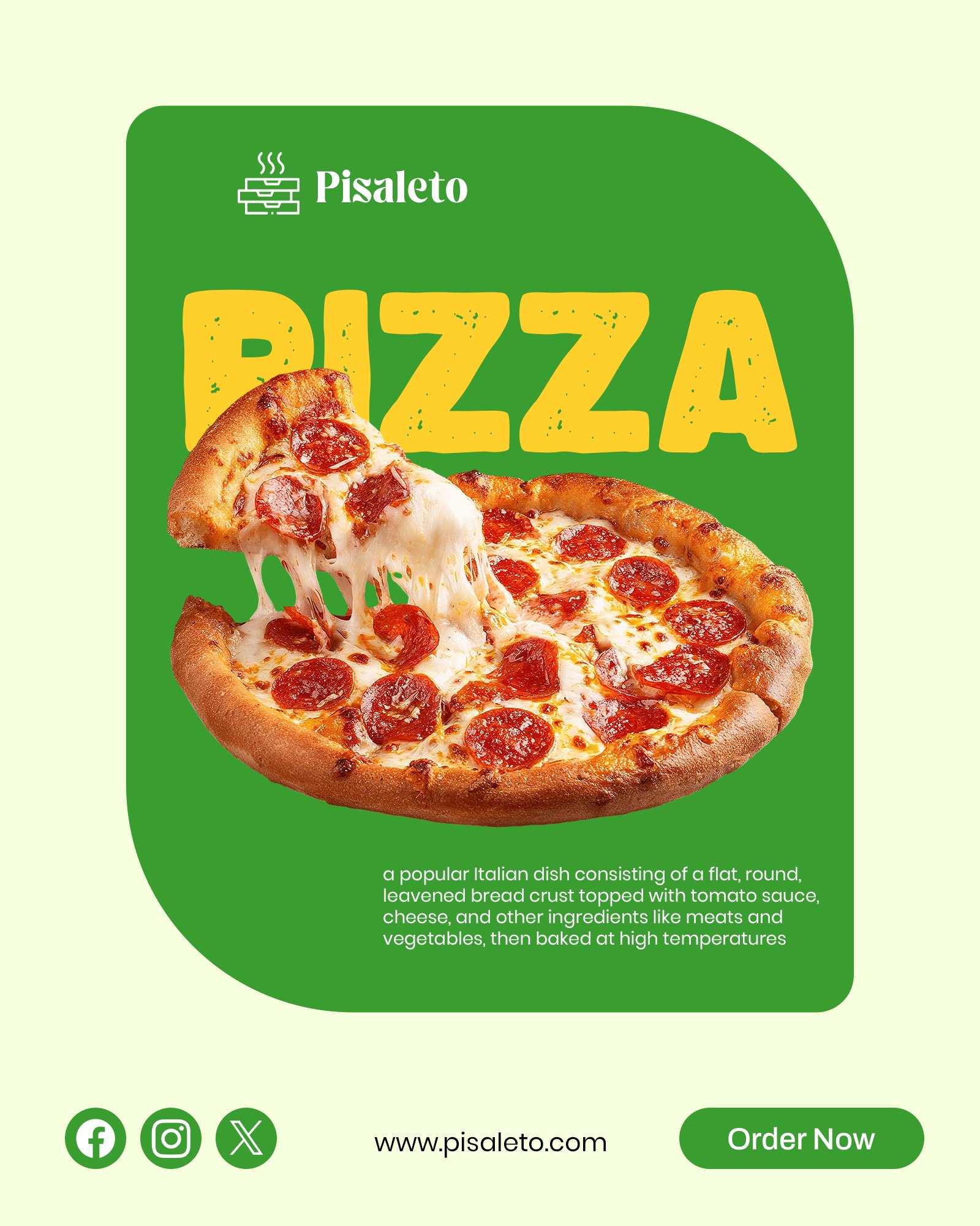 Delicious Pizza Social Media Post Template For Restaurant Marketing Promotion