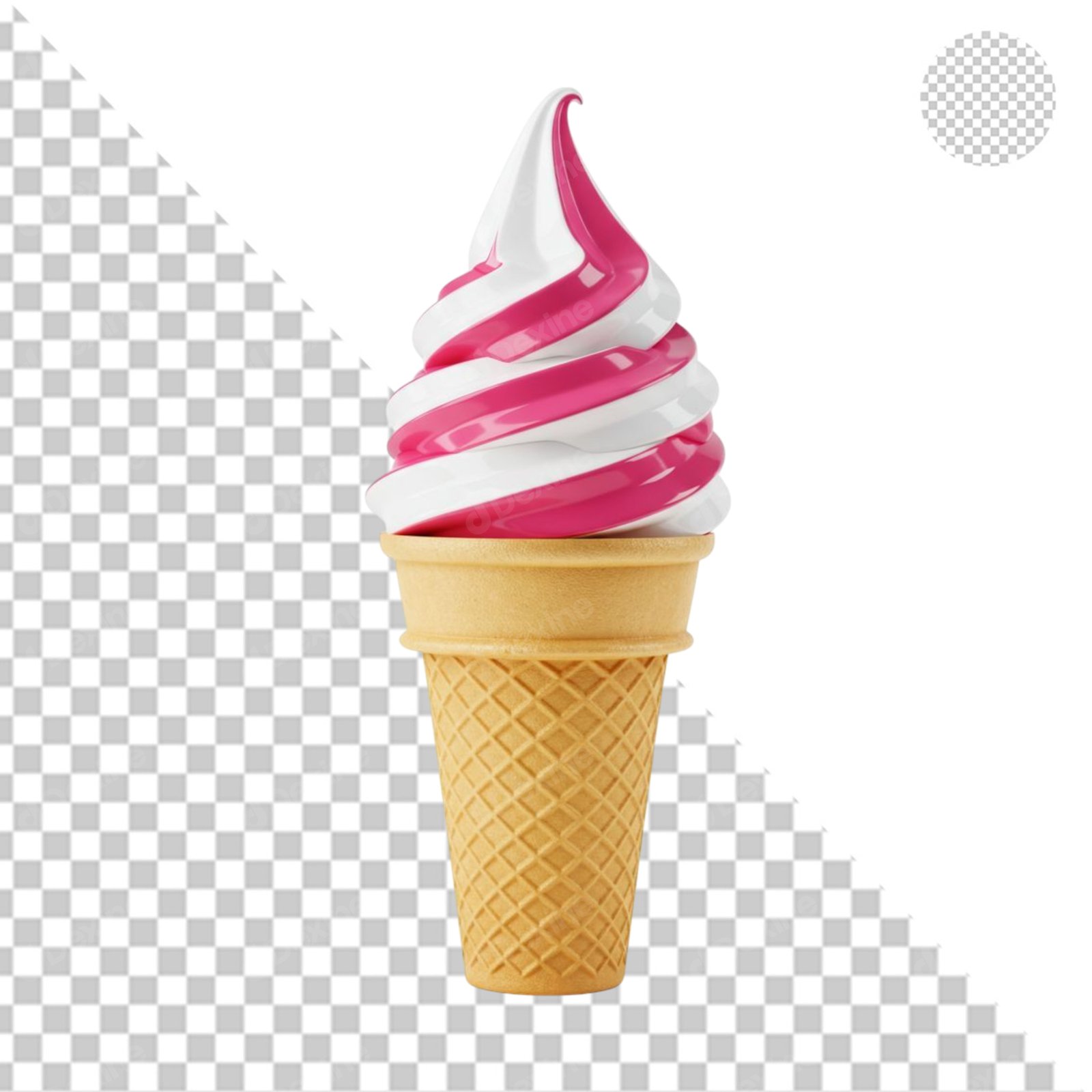 Delicious Soft Serve Swirl Ice Cream Cone With Transparent Background