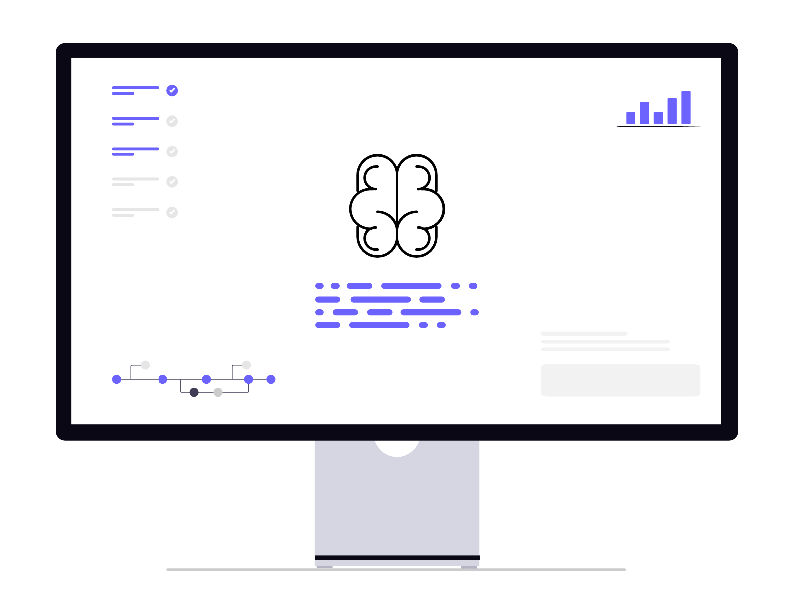 Digital AI Brain And Data Analytics On Flat Monitor Screen