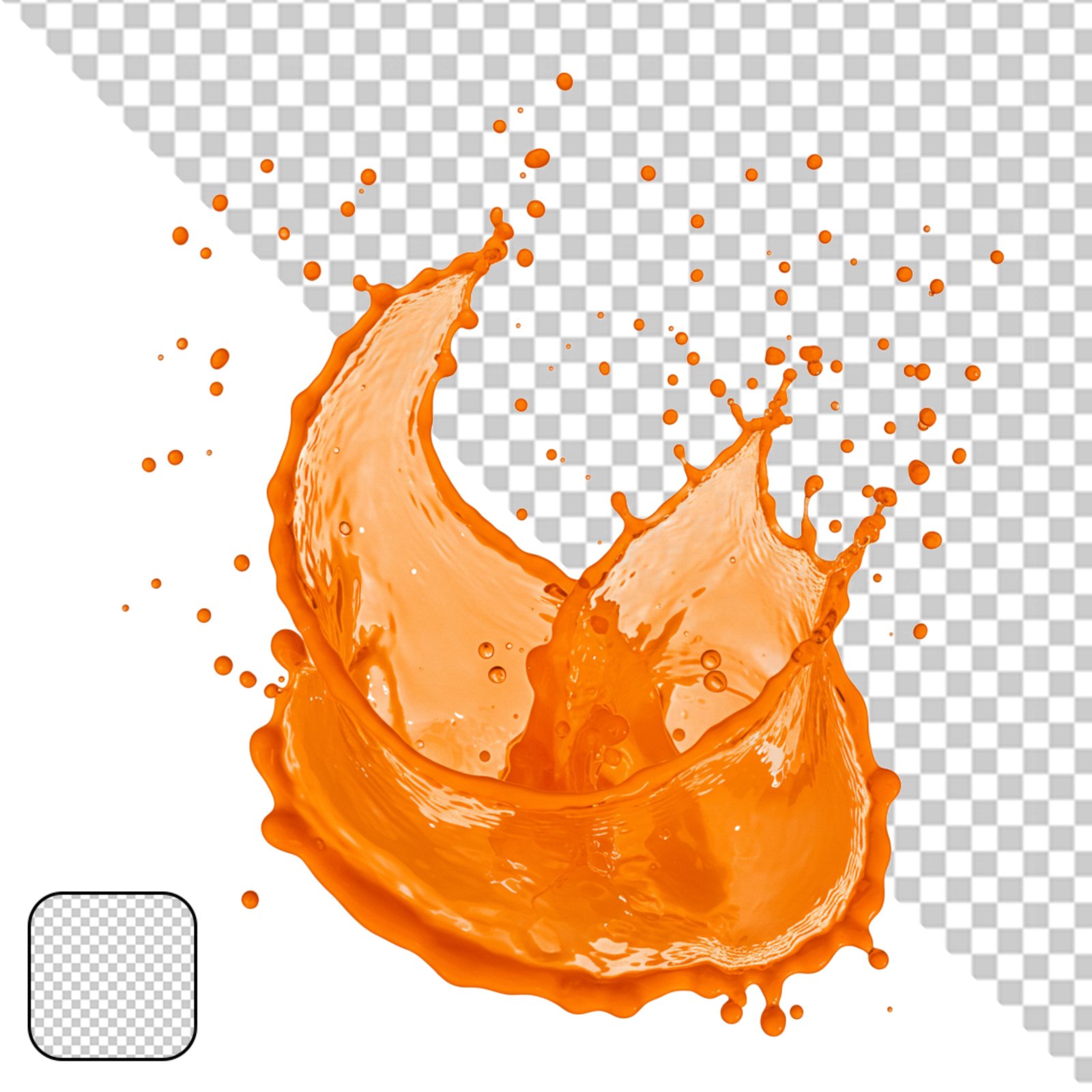 Dynamic Orange Liquid Splash With Droplets Transparent Background PNG
