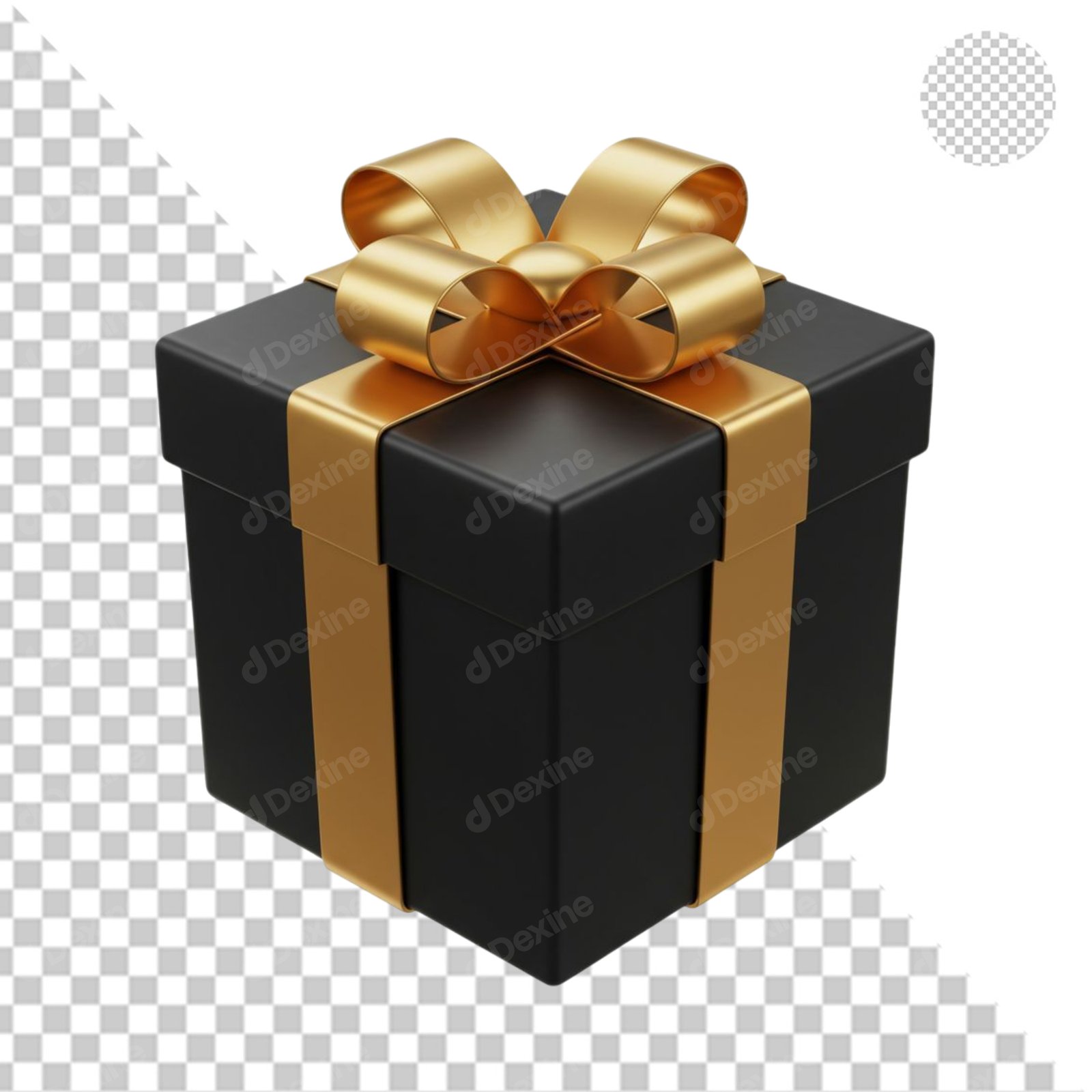 Elegant Black Gift Box With Gold Ribbon And Bow PNG Transparent