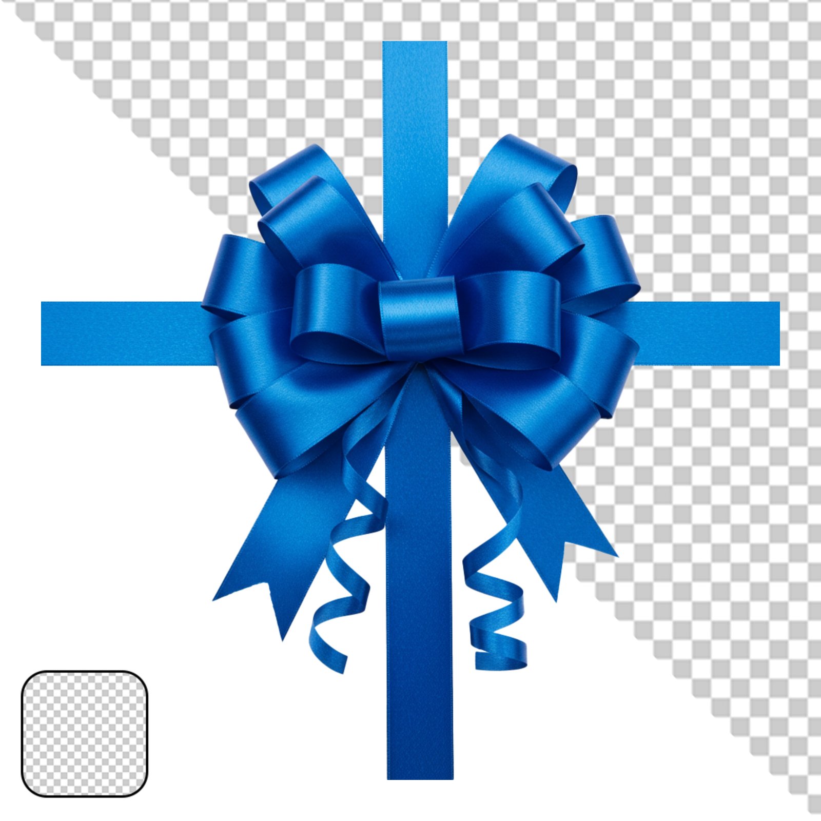 Elegant Blue Gift Ribbon Bow With Transparent Background