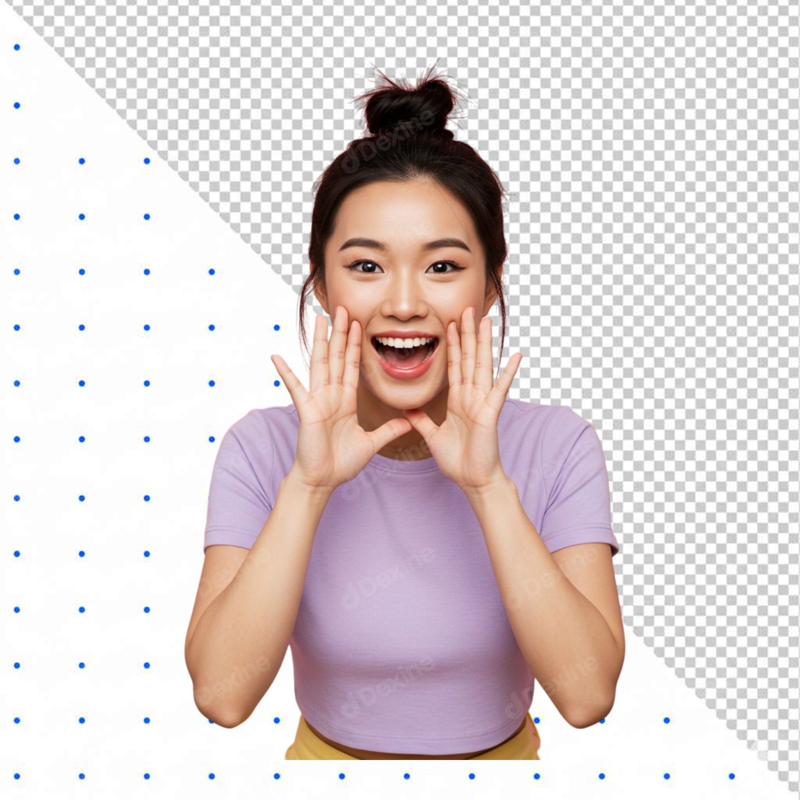 Excited Young Asian Woman Shouting Isolated Transparent PNG