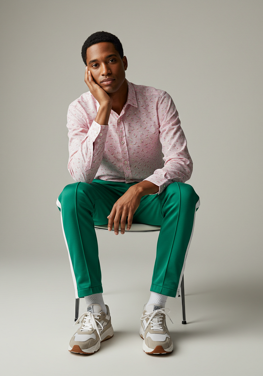 Fashion Portrait Of Young Black Man In Stylish Casual Attire