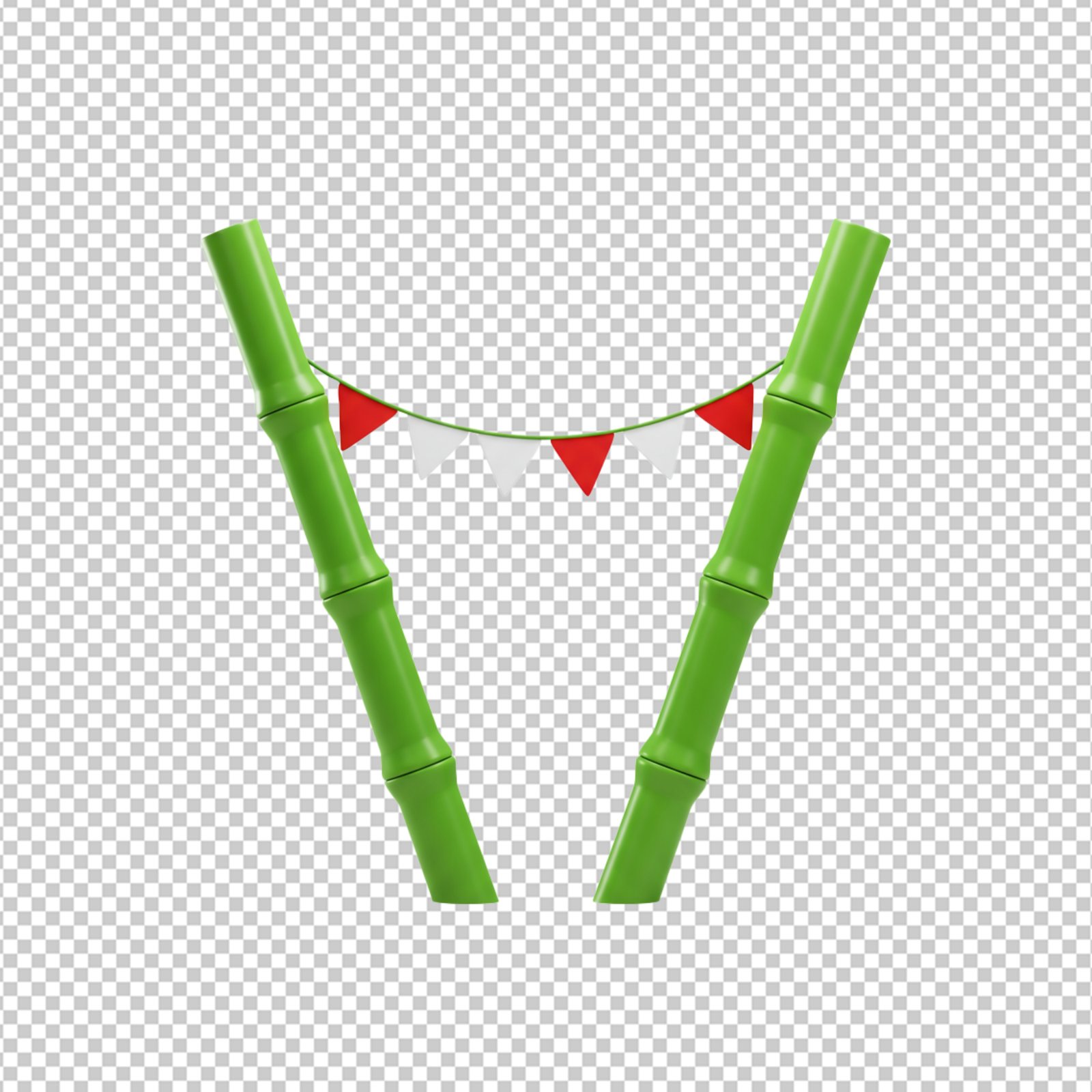 Festive Bamboo Poles With Party Bunting Flags Transparent PNG