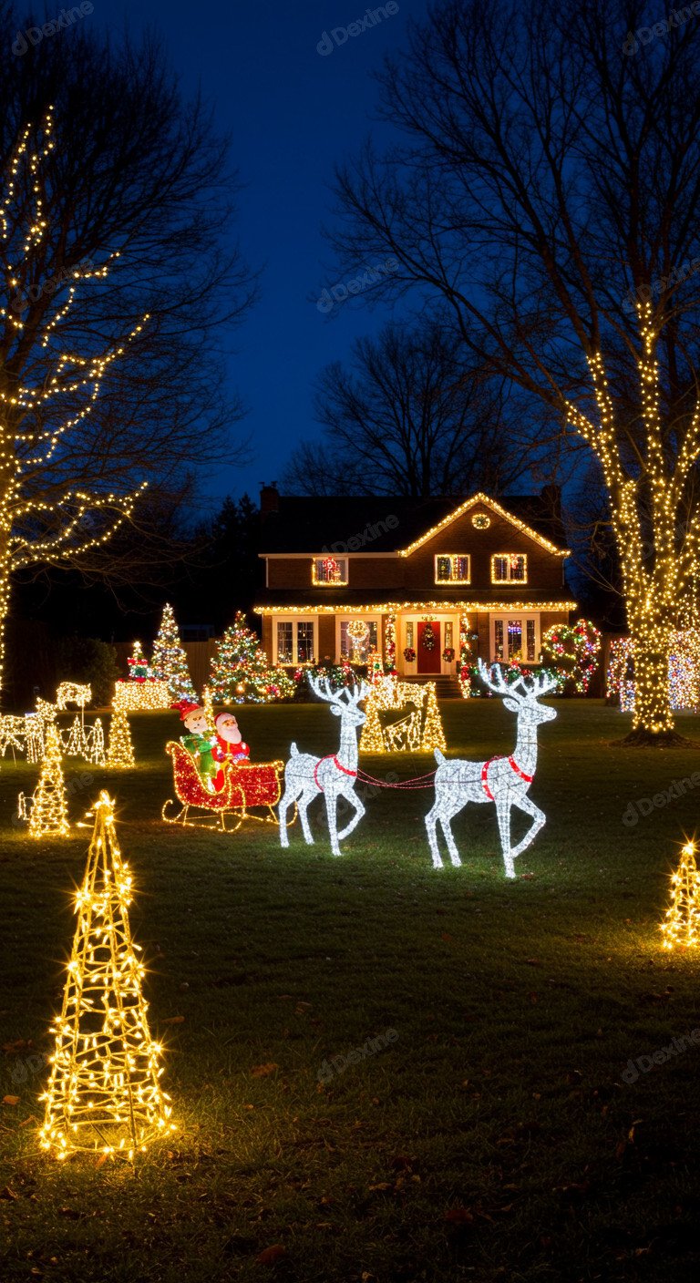 Festive Season Vibe Illuminated Home With Dazzling Christmas Lights Display