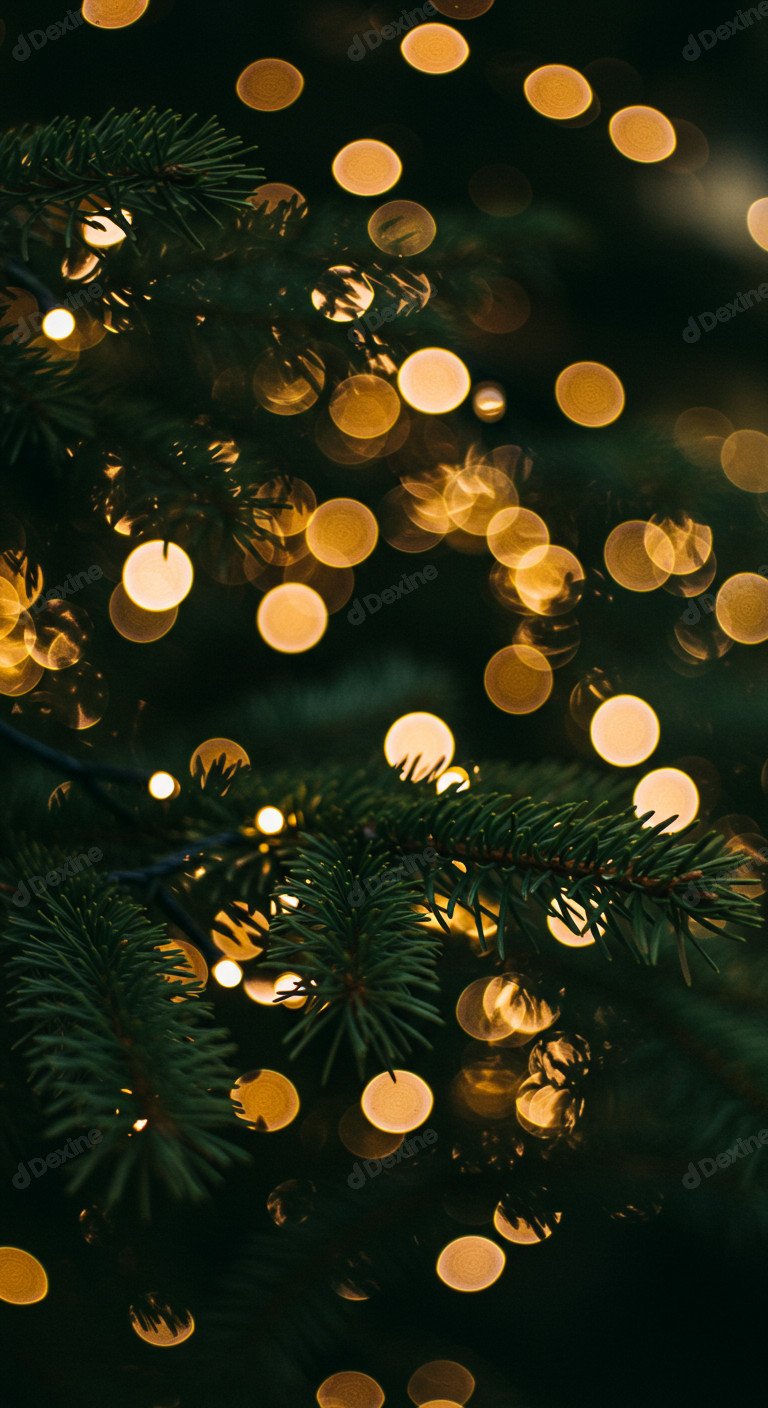 Festive Season Vibe Sparkling Christmas Tree With Golden Bokeh Lights