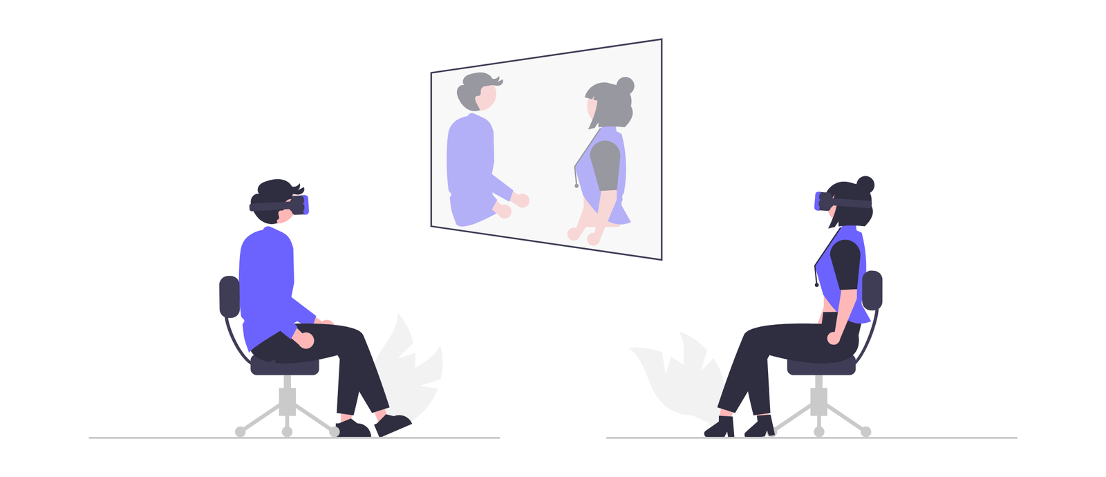 Flat Design Illustration Of People Communicating In Virtual Reality