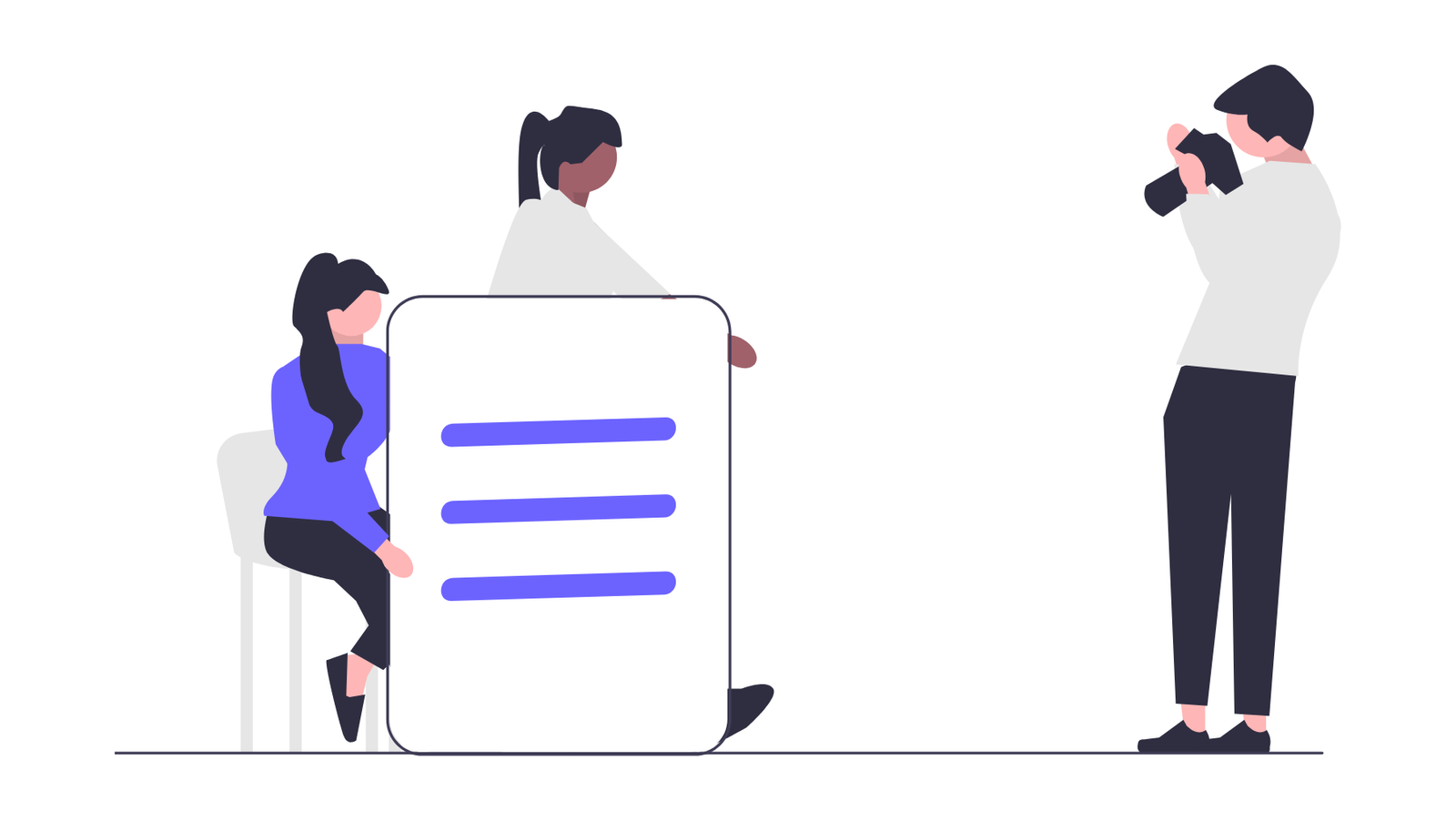 Flat Design Illustration Of People Creating Digital Content And Photography