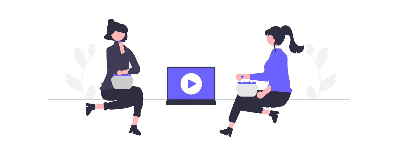 Flat Design Illustration Of People Watching Online Video Together