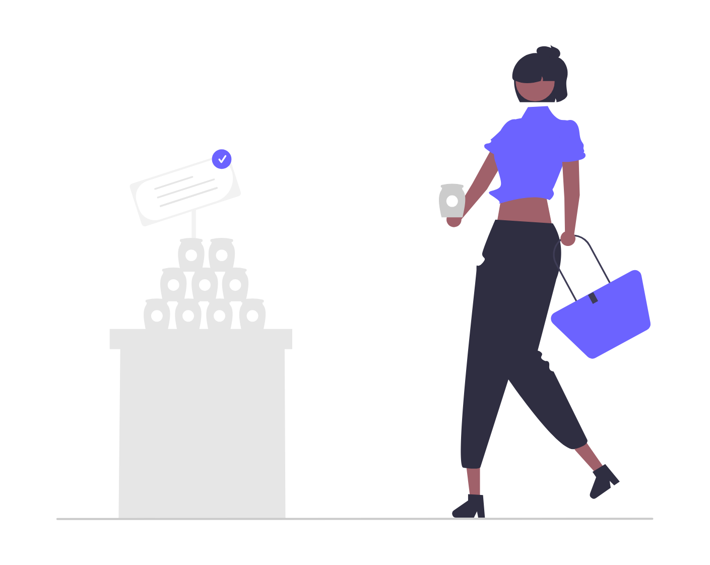 Flat Design Illustration Of Woman Shopping And Product Display