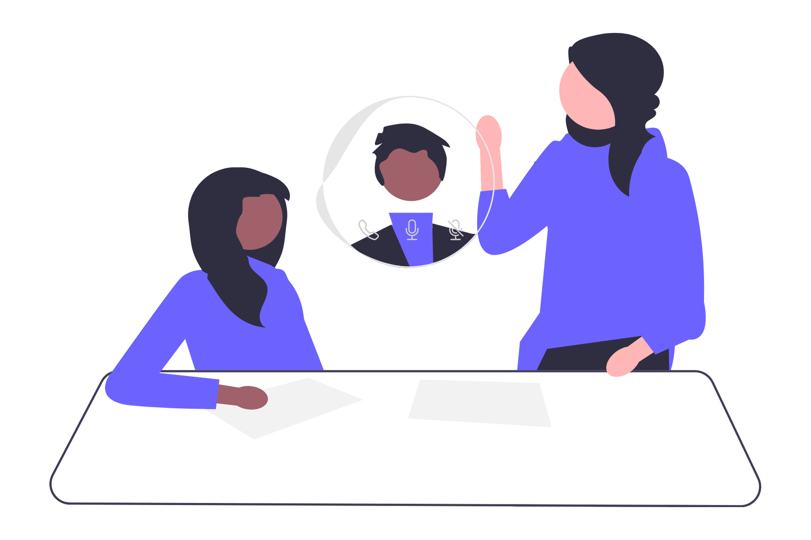 Flat Design Online Video Call Business Meeting