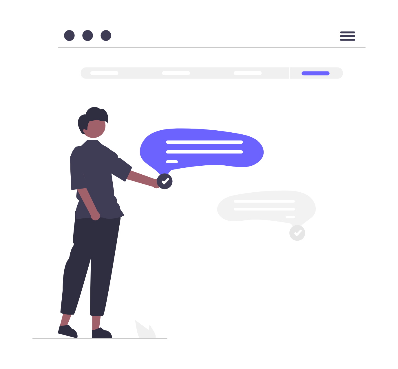 Flat Design Person Interacting With Online Chat Message