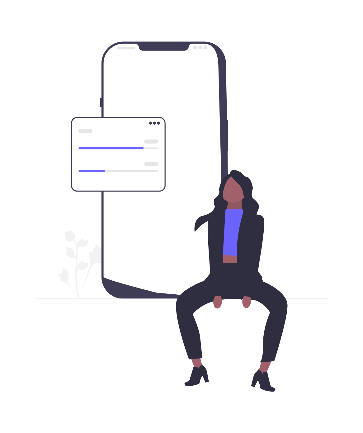 Flat Design Woman Customizing Mobile App Settings On Large Smartphone
