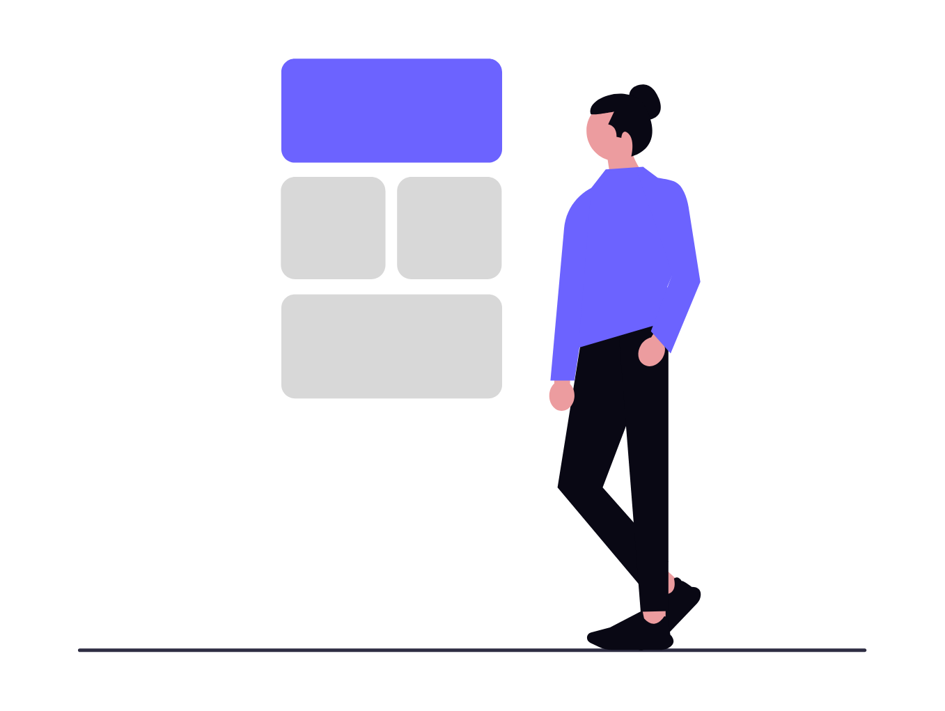 Flat Design Woman Viewing Digital Content Or UI Elements